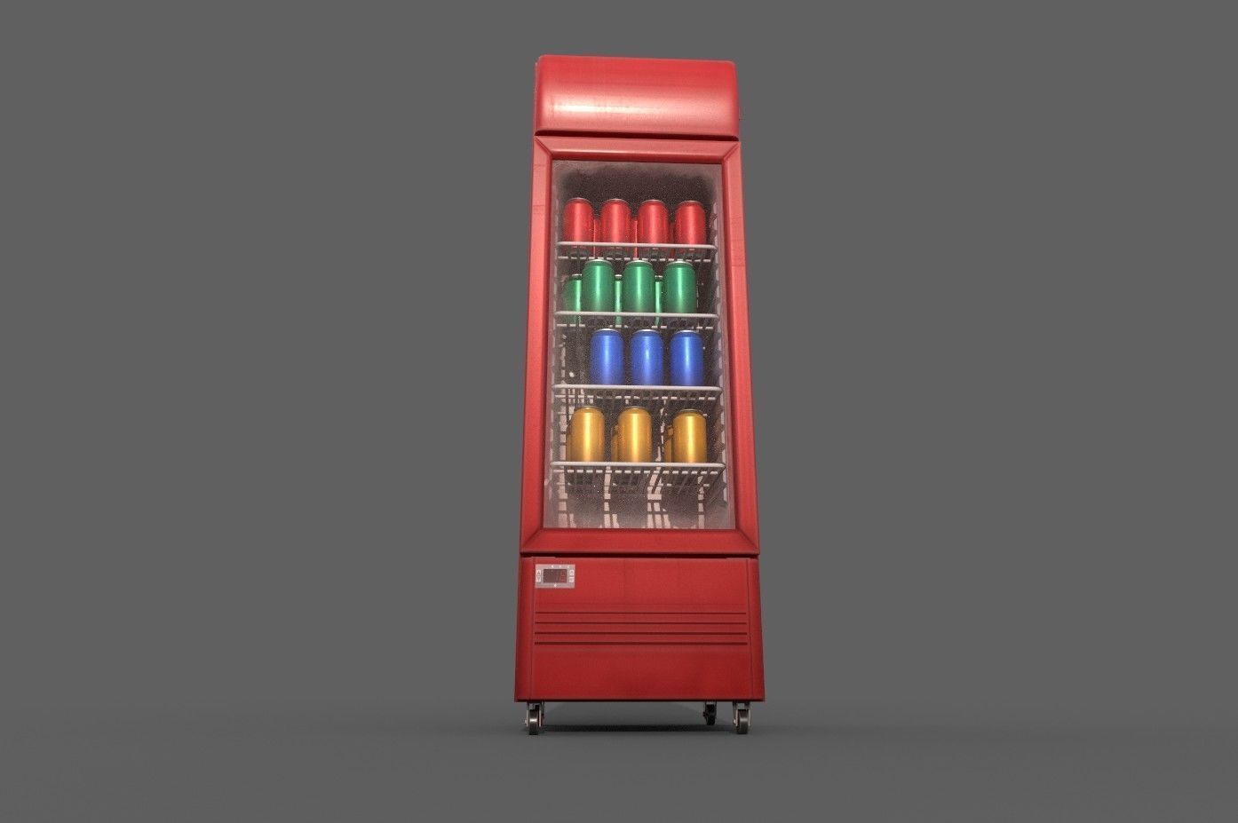Cool stand fridge set with cans include brand and blank model Low-poly 3D model_15