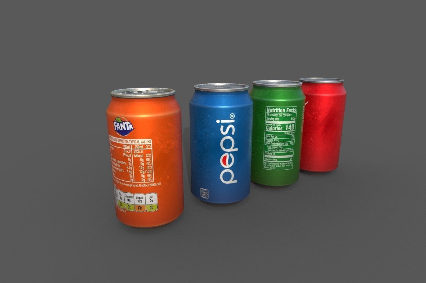 Cool stand fridge set with cans include brand and blank model Low-poly 3D model_27