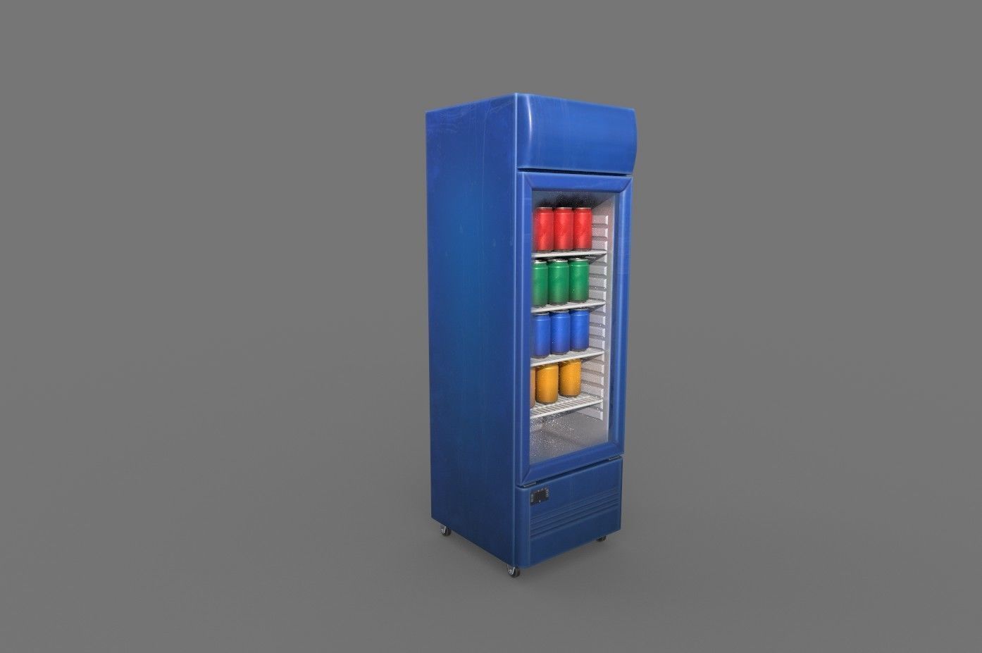 Cool stand fridge set with cans include brand and blank model Low-poly 3D model_6