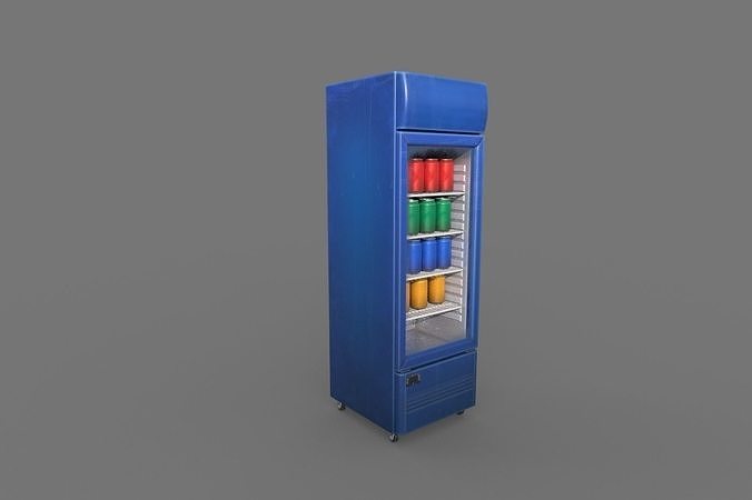 Cool stand fridge set with cans include brand and blank model Low-poly 3D model 6