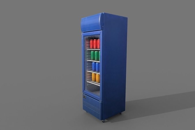 Cool stand fridge set with cans include brand and blank model Low-poly 3D model 3