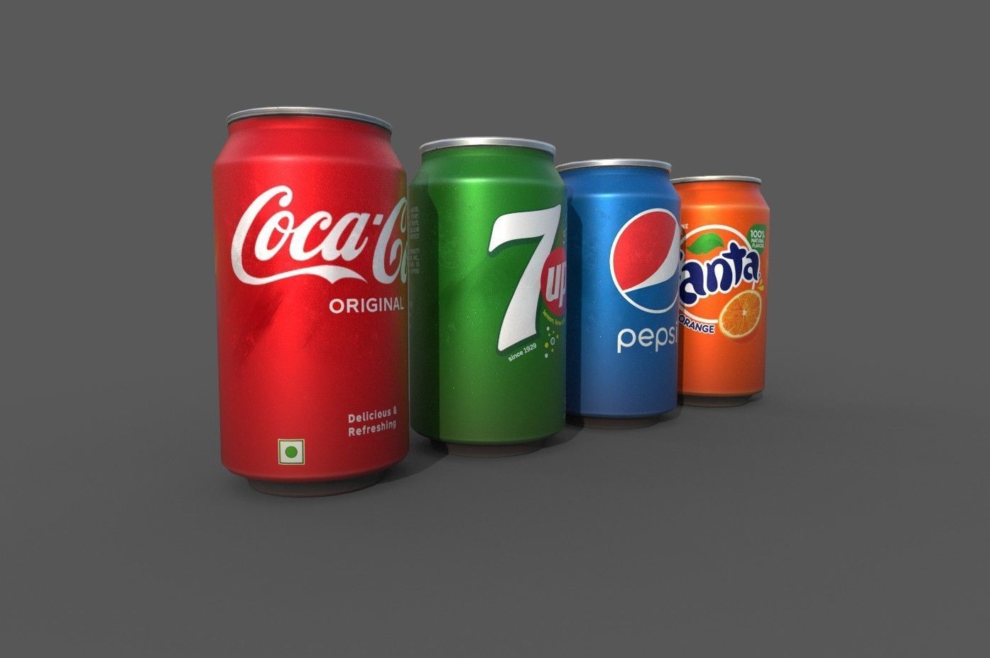 Cool stand fridge set with cans include brand and blank model Low-poly 3D model_30