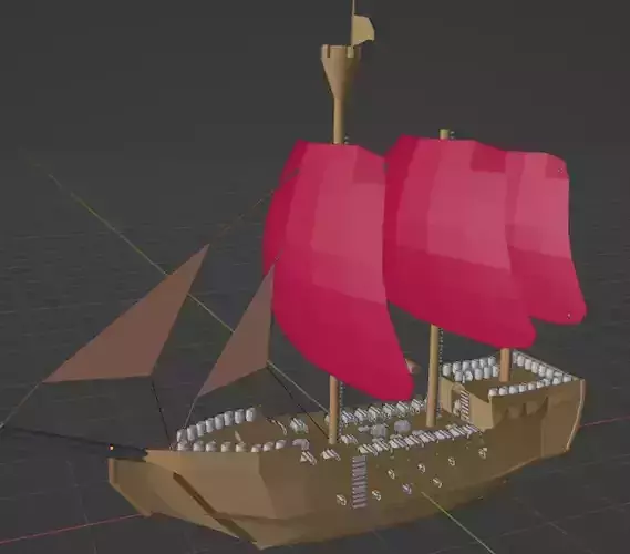 Frigate low poly Low-poly 3D model
