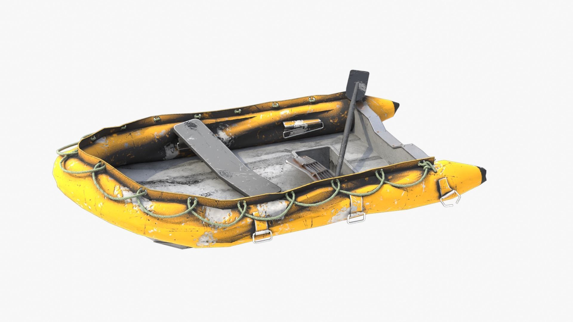 Broken Inflatable Boat Low-poly 3D model_11