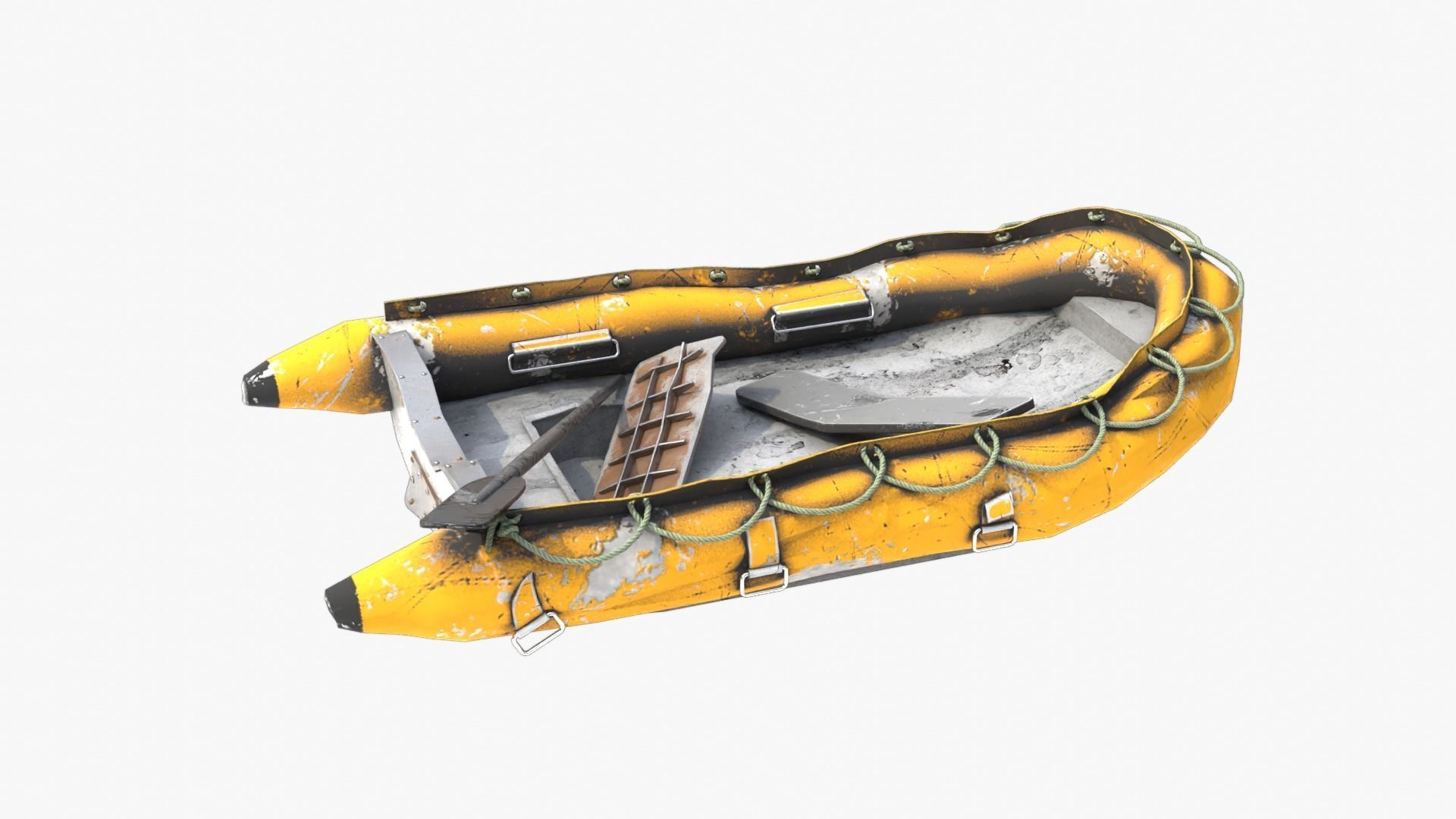 Broken Inflatable Boat Low-poly 3D model_5