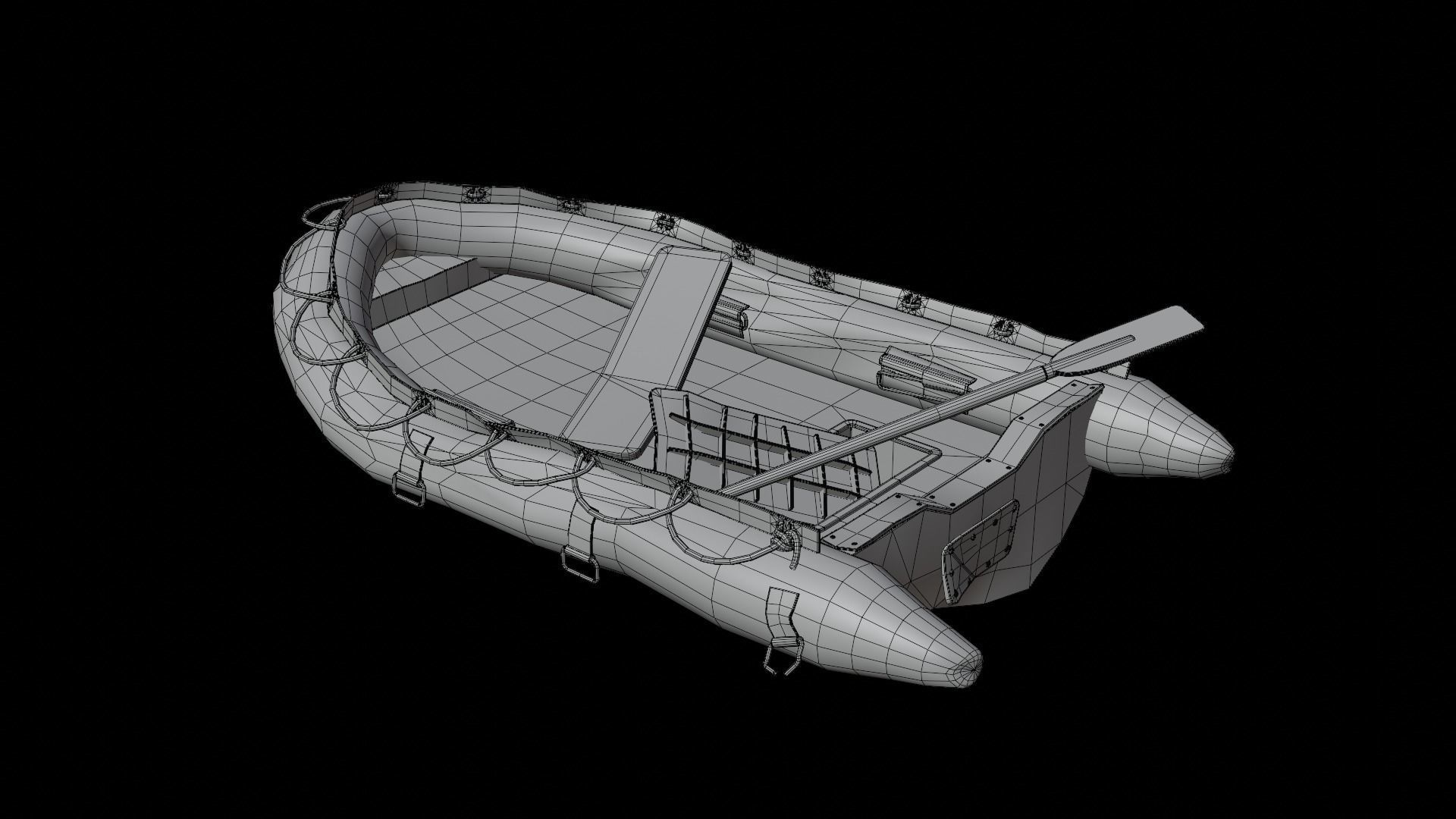 Broken Inflatable Boat Low-poly 3D model_14