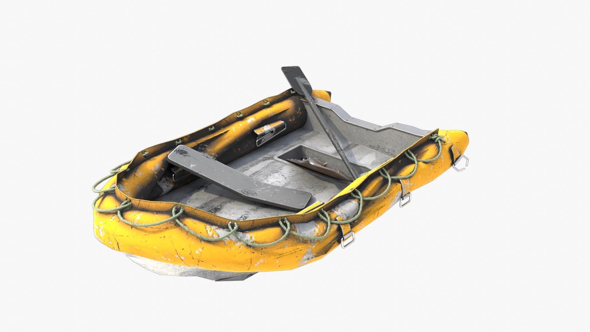 Broken Inflatable Boat Low-poly 3D model_10