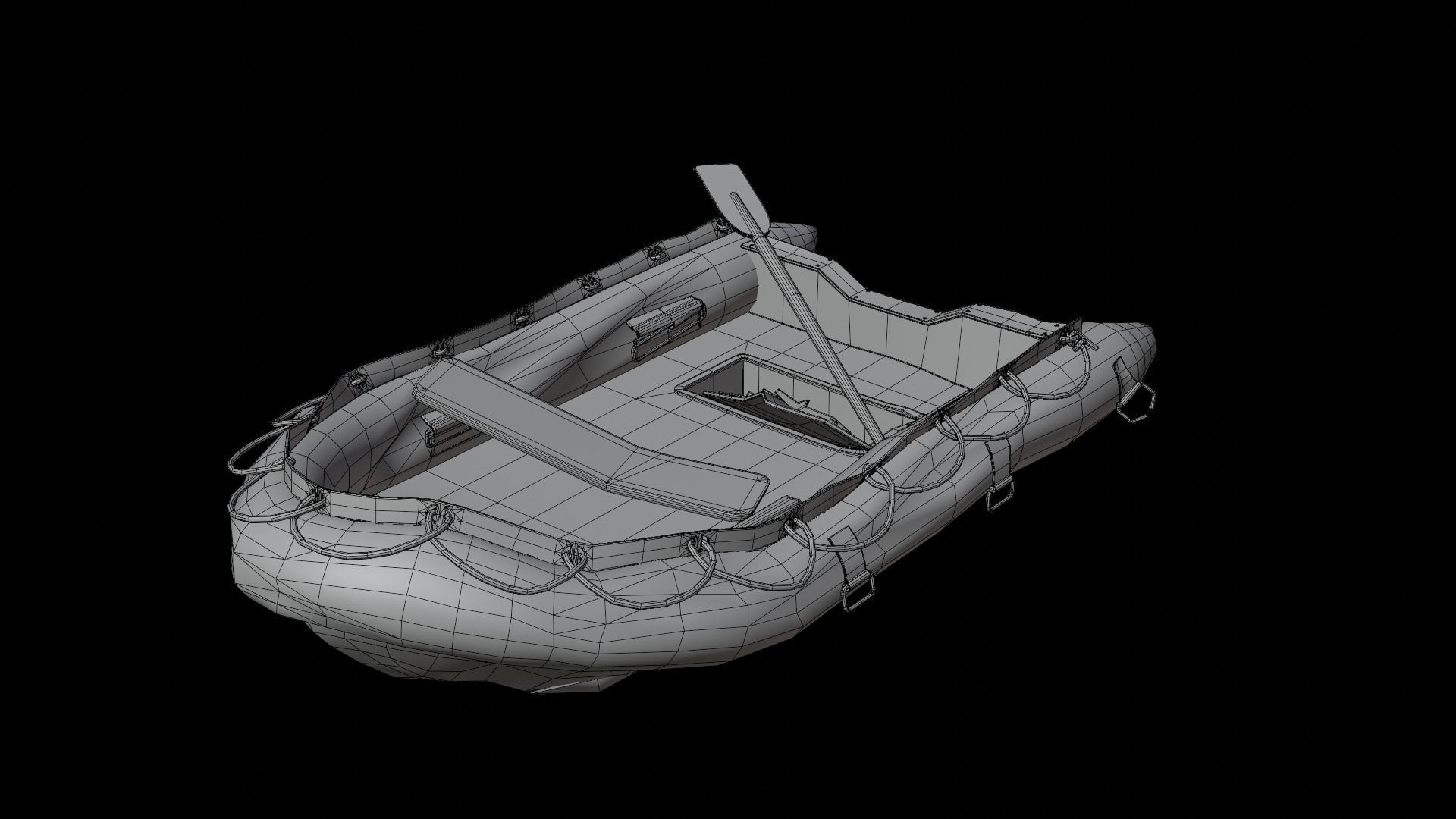 Broken Inflatable Boat Low-poly 3D model_17
