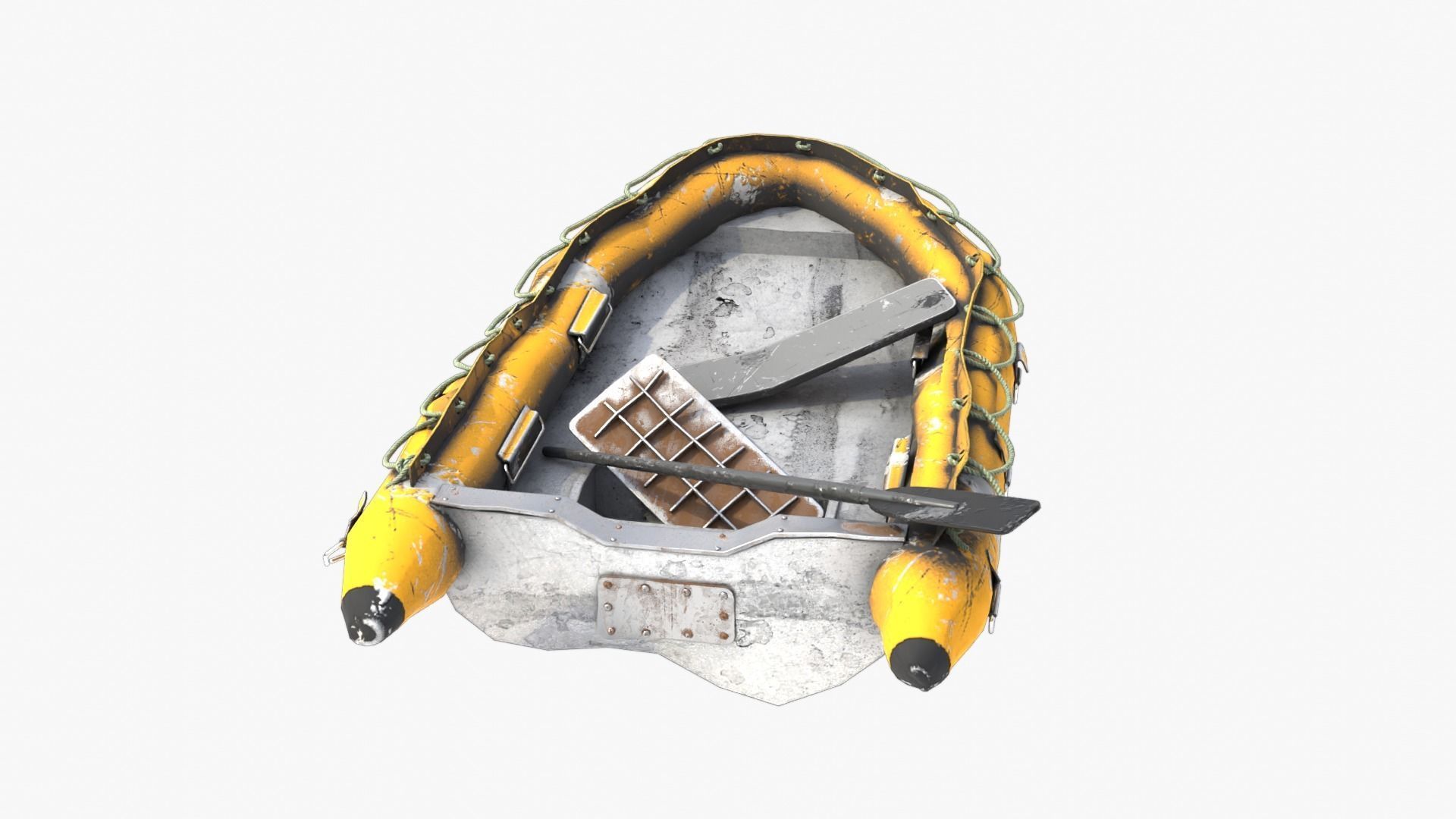 Broken Inflatable Boat Low-poly 3D model_3