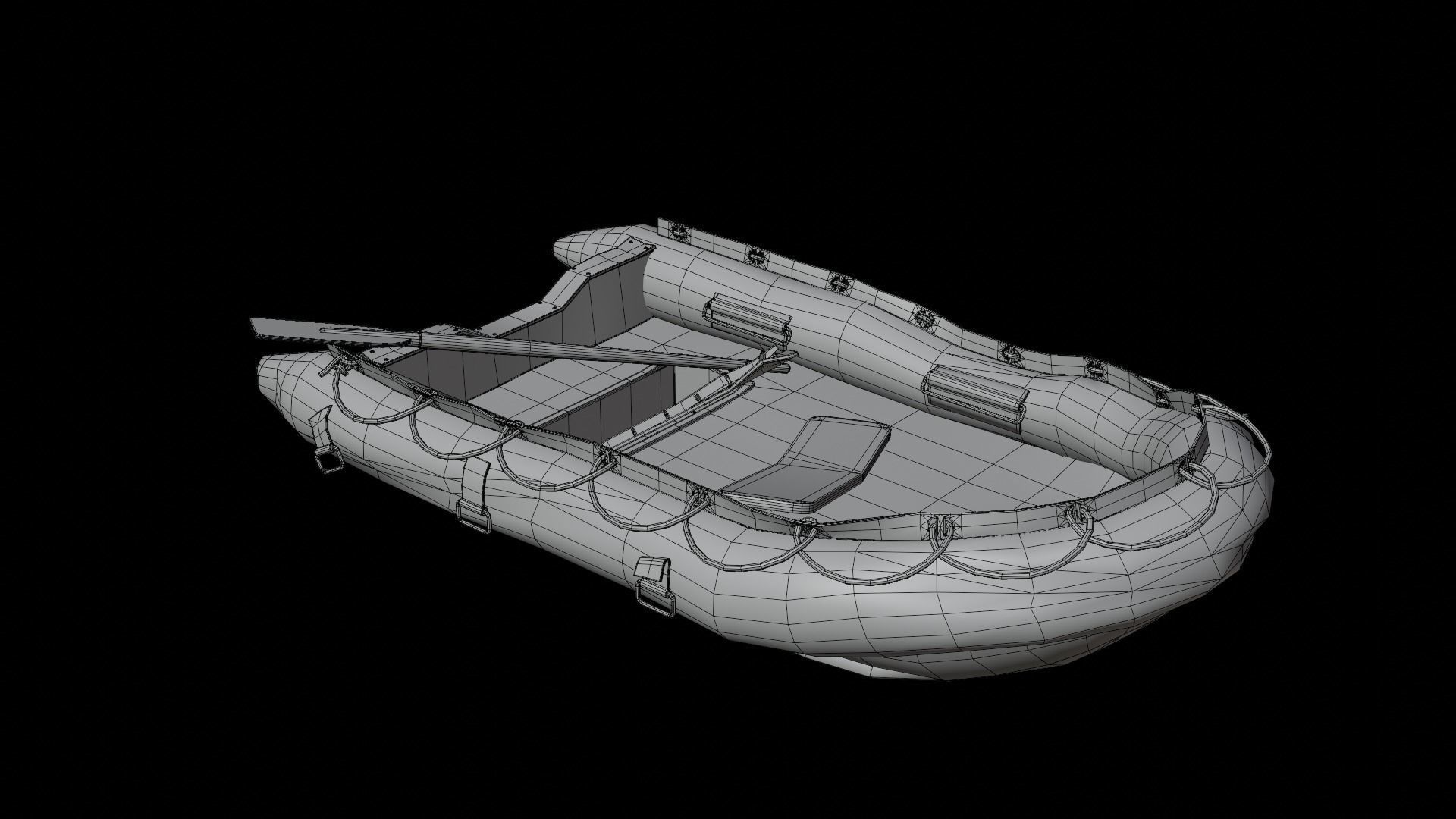 Broken Inflatable Boat Low-poly 3D model_16