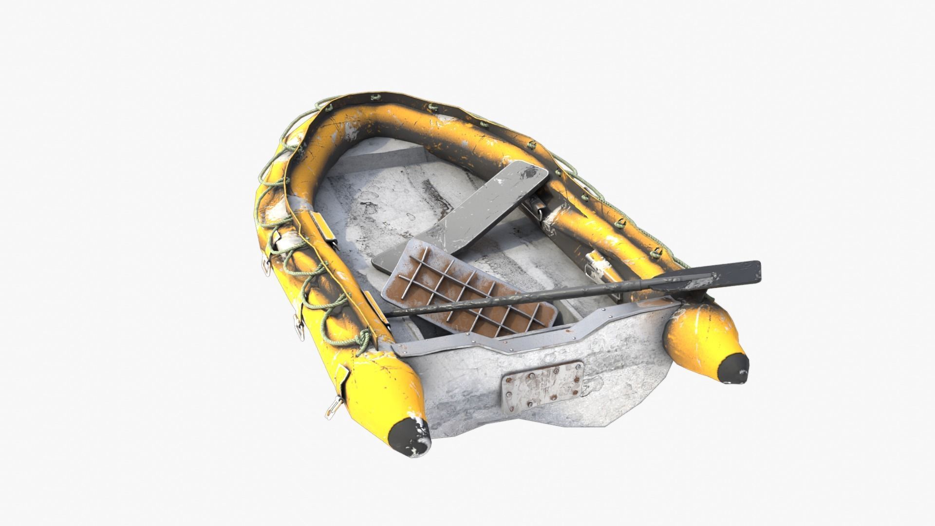 Broken Inflatable Boat Low-poly 3D model_2