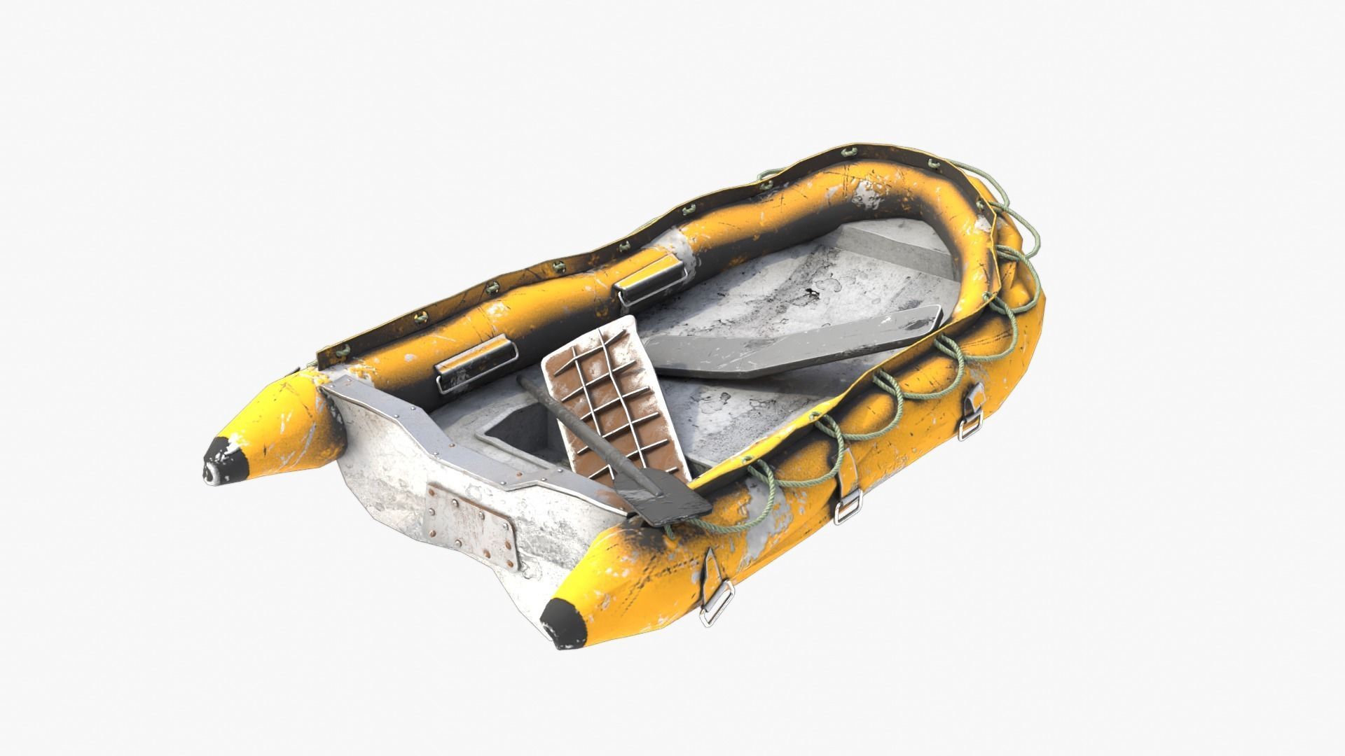 Broken Inflatable Boat Low-poly 3D model_4