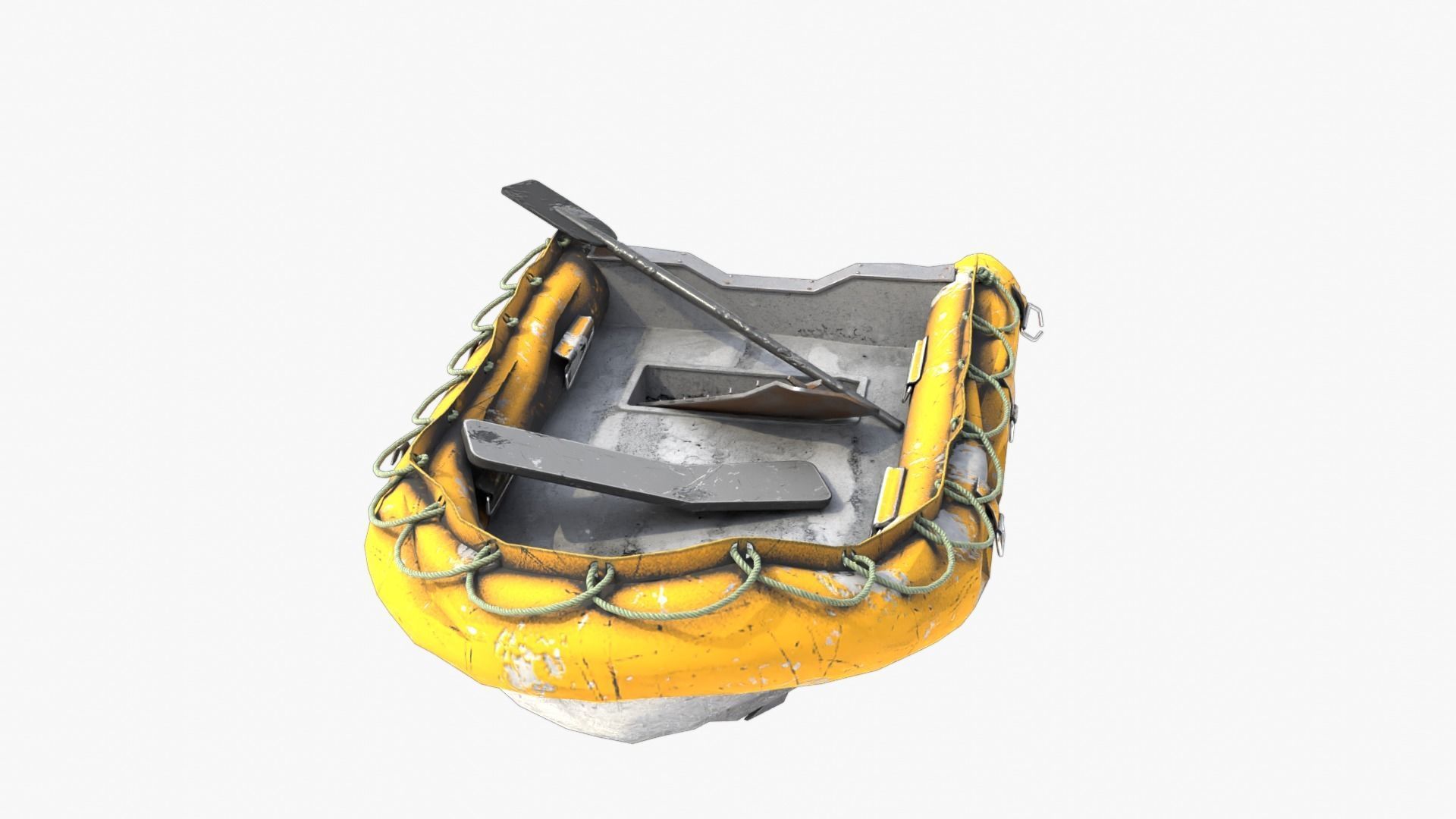 Broken Inflatable Boat Low-poly 3D model_9