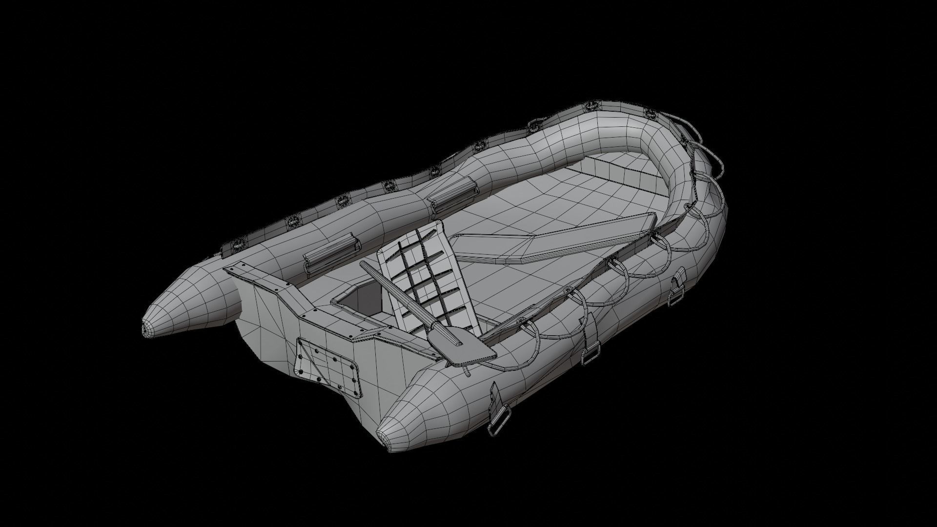 Broken Inflatable Boat Low-poly 3D model_15