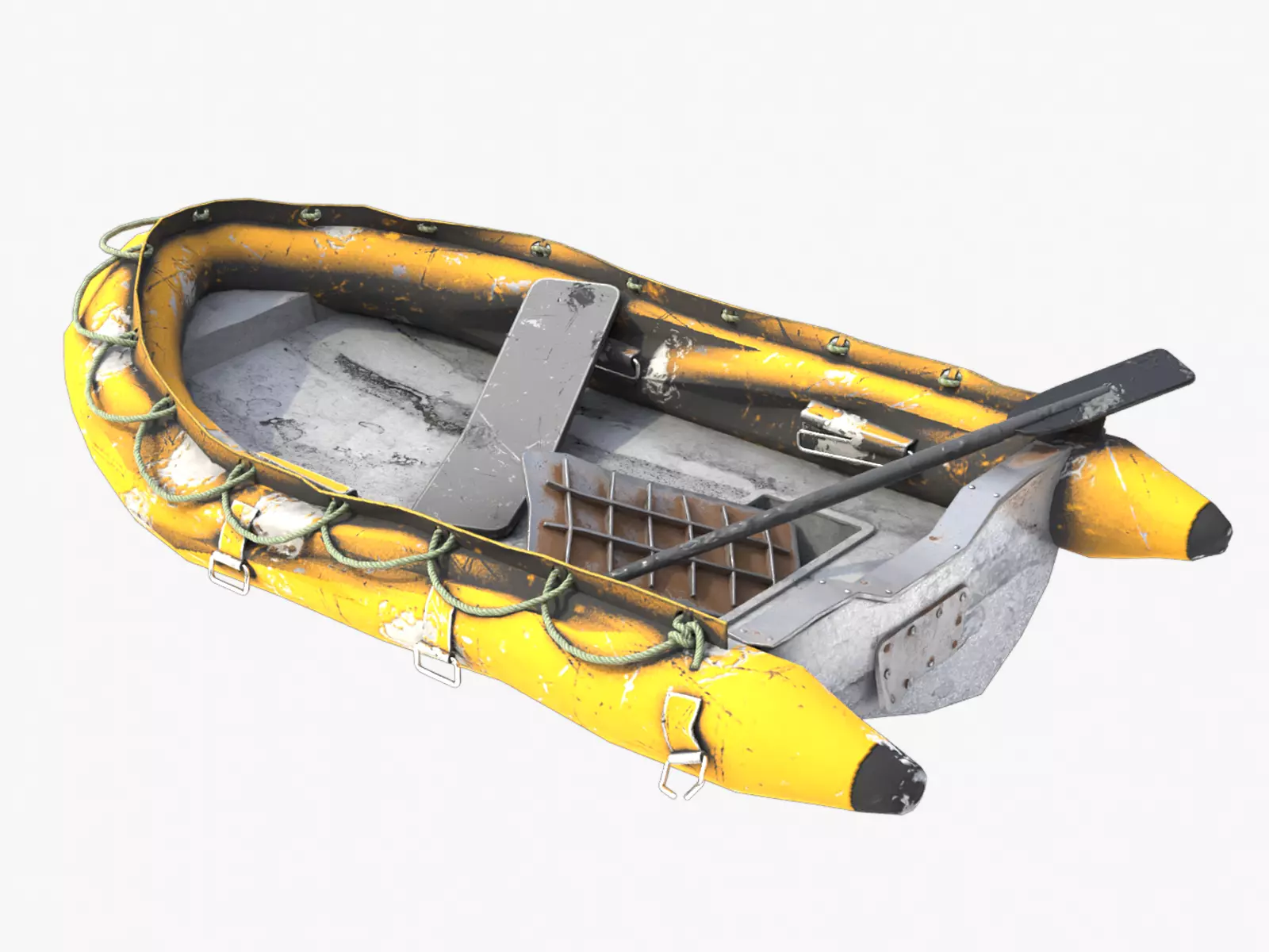 Broken Inflatable Boat Low-poly 3D model_0