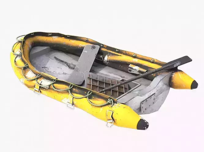 Broken Inflatable Boat Low-poly 3D model