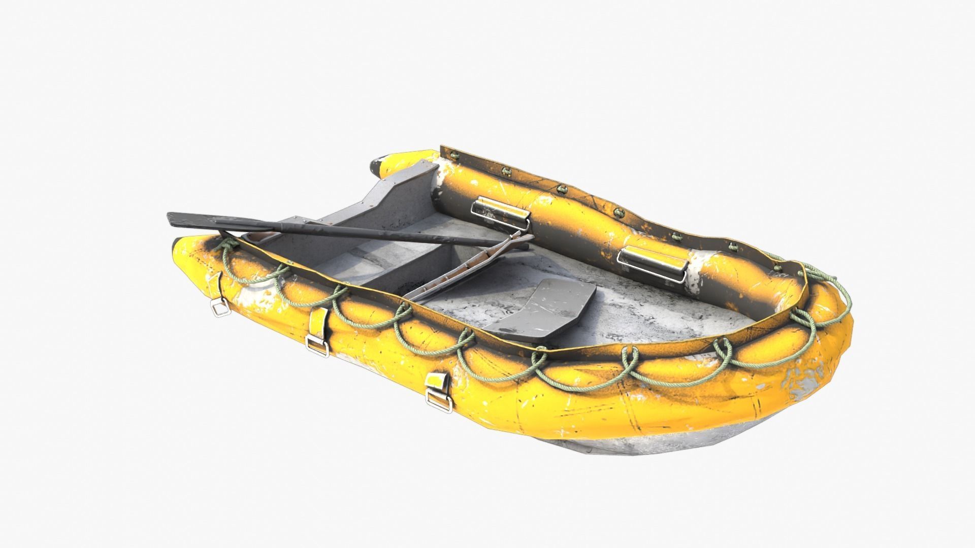Broken Inflatable Boat Low-poly 3D model_7