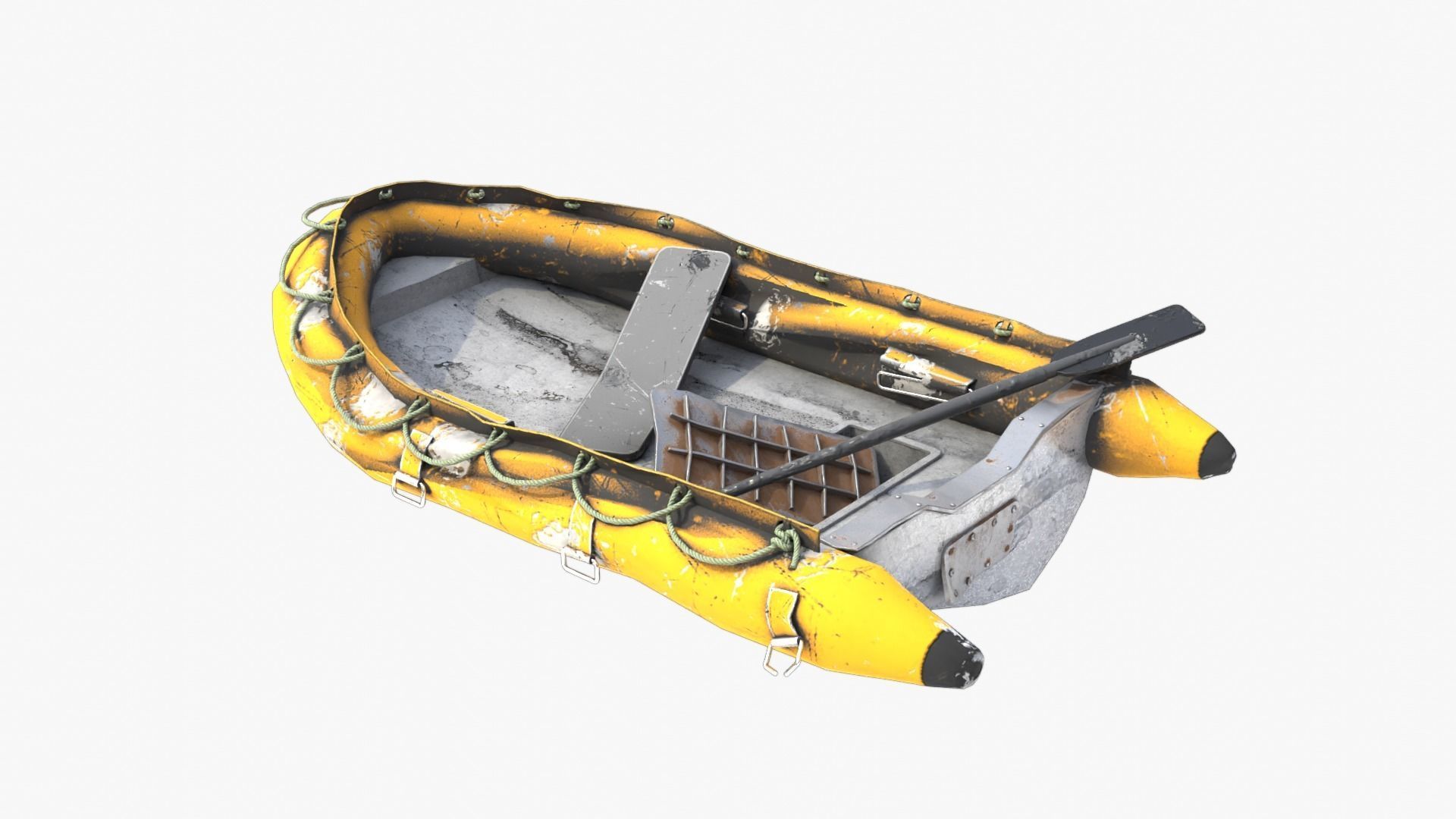 Broken Inflatable Boat Low-poly 3D model_1