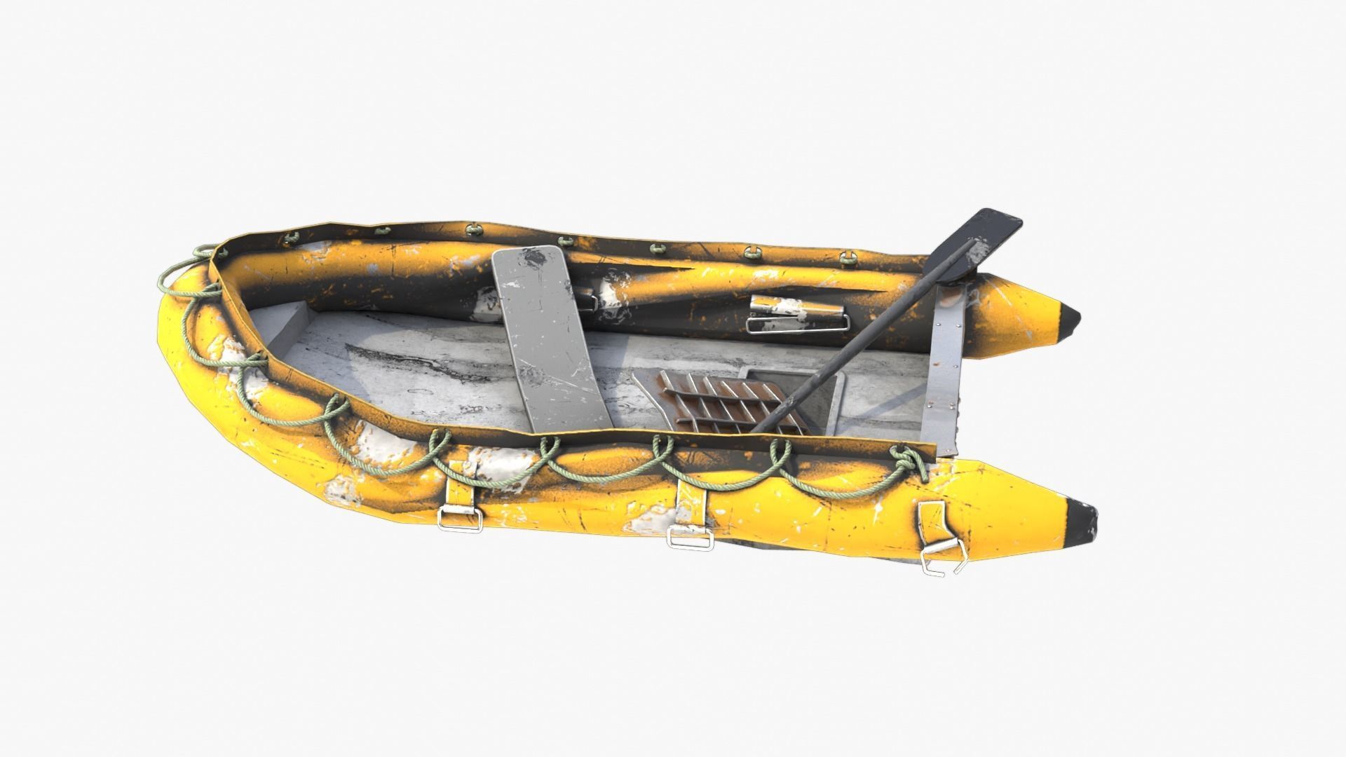 Broken Inflatable Boat Low-poly 3D model_12