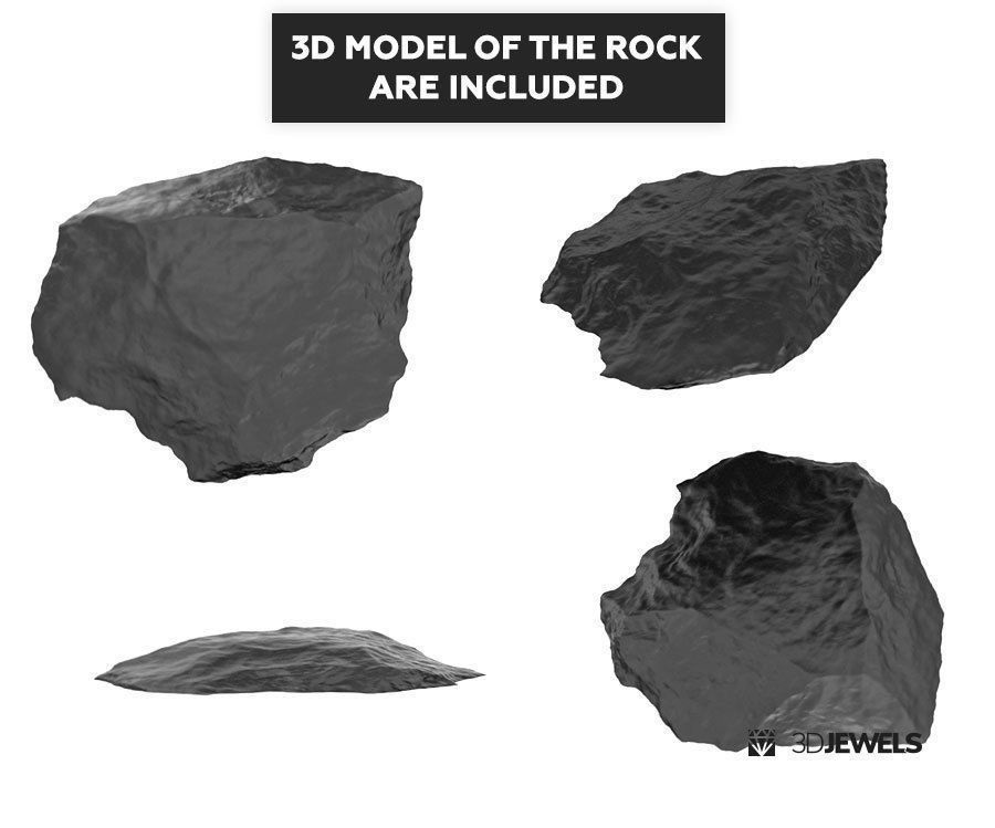 KeyShot 3D Rendering Scene Setup Jewelry On The Rock 3D model_4