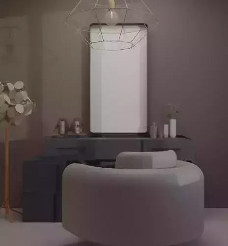 dark tone vanity table design and rendering