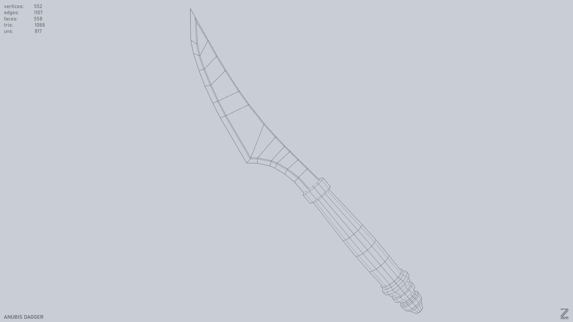Anubis dagger Low-poly 3D model_10