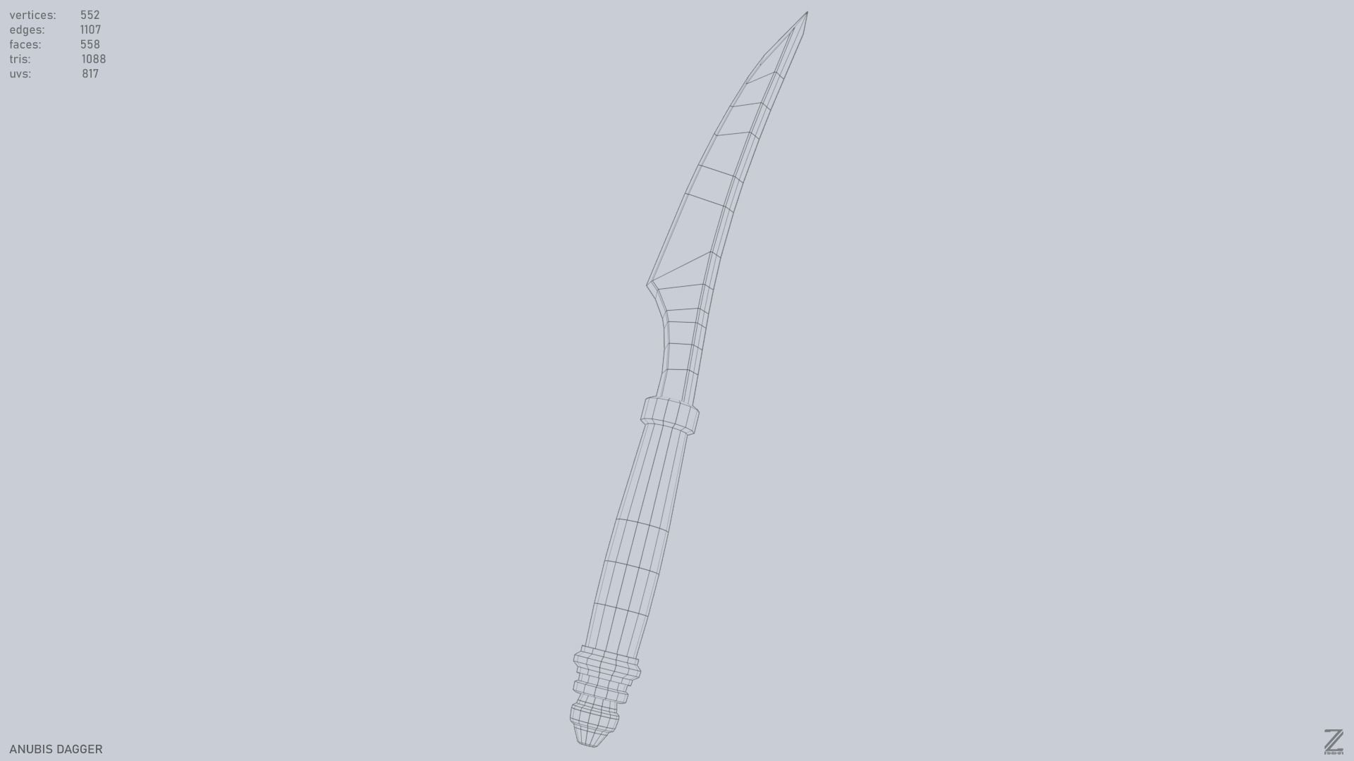 Anubis dagger Low-poly 3D model_14