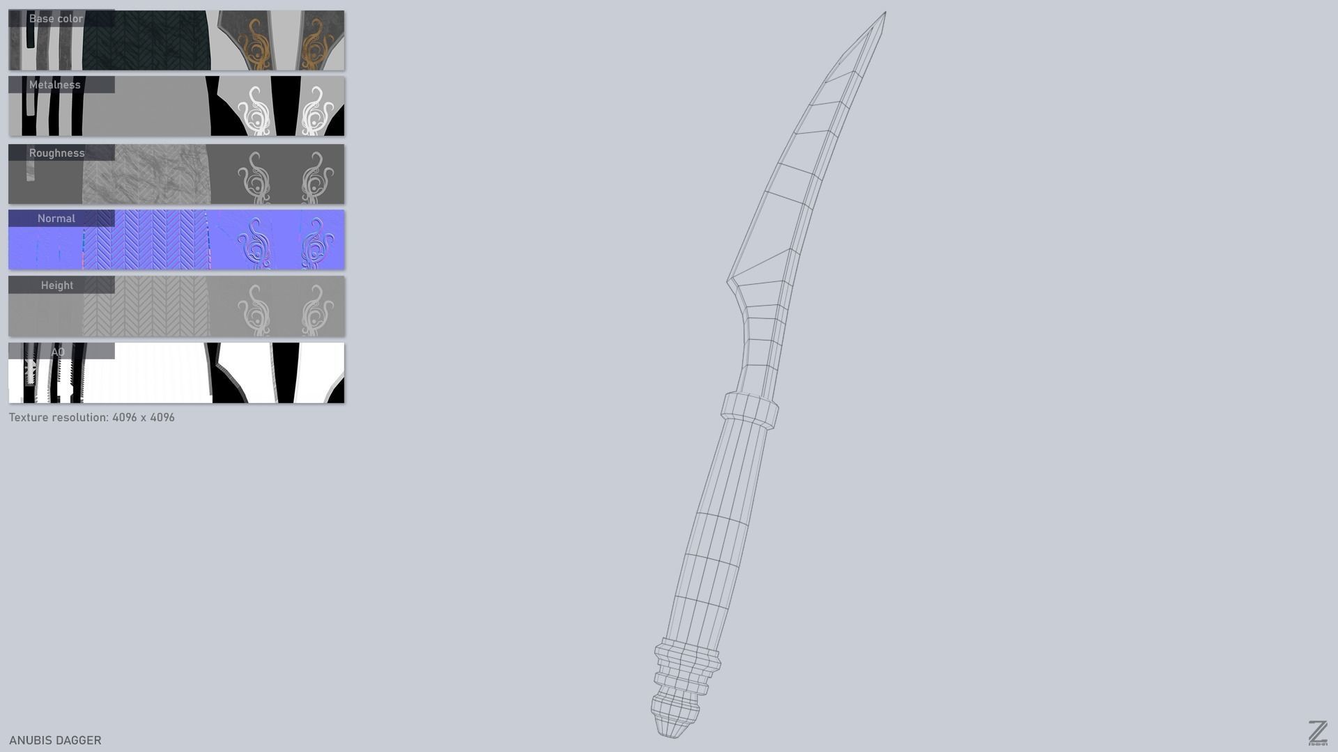 Anubis dagger Low-poly 3D model_3