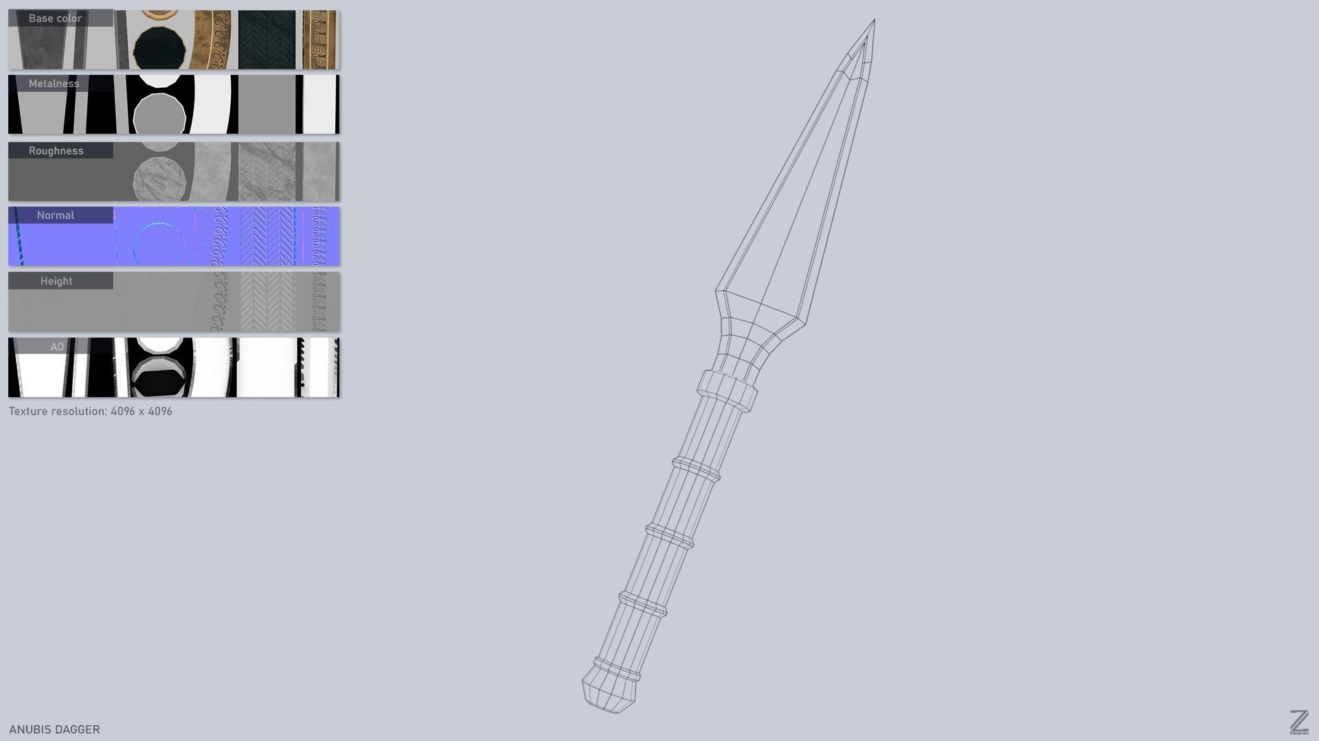 Anubis dagger Low-poly 3D model_3
