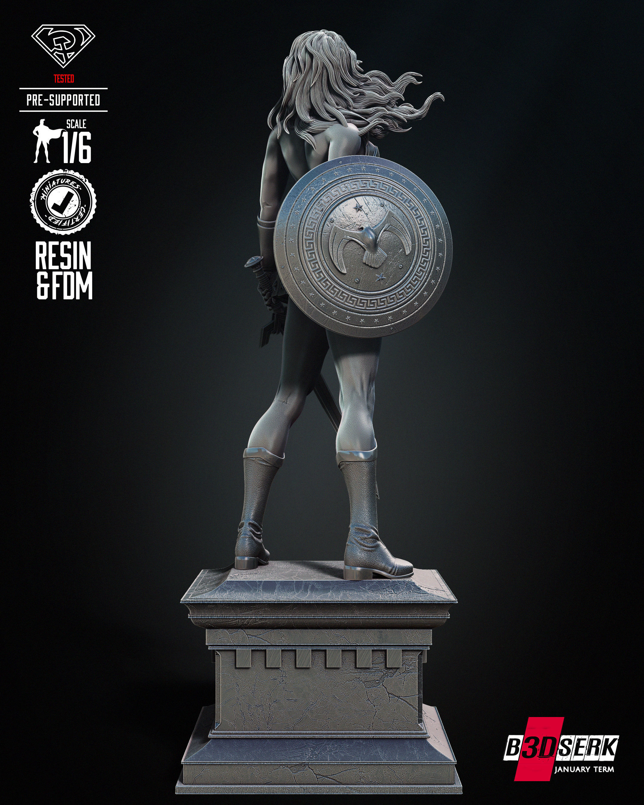 Red Son Wonder Woman Sculpture Tested for 3D printing 3D print model_5