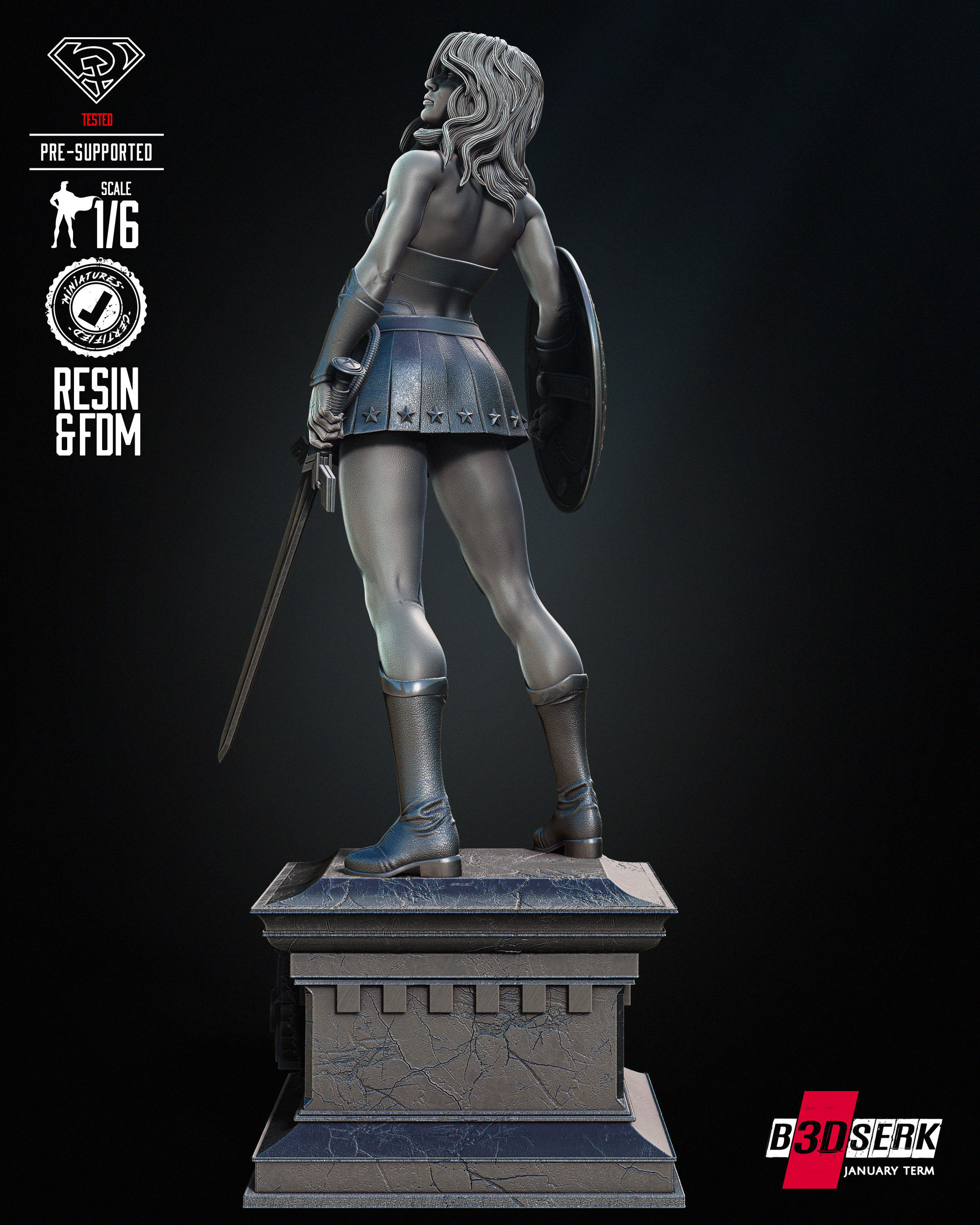 Red Son Wonder Woman Sculpture Tested for 3D printing 3D print model_9