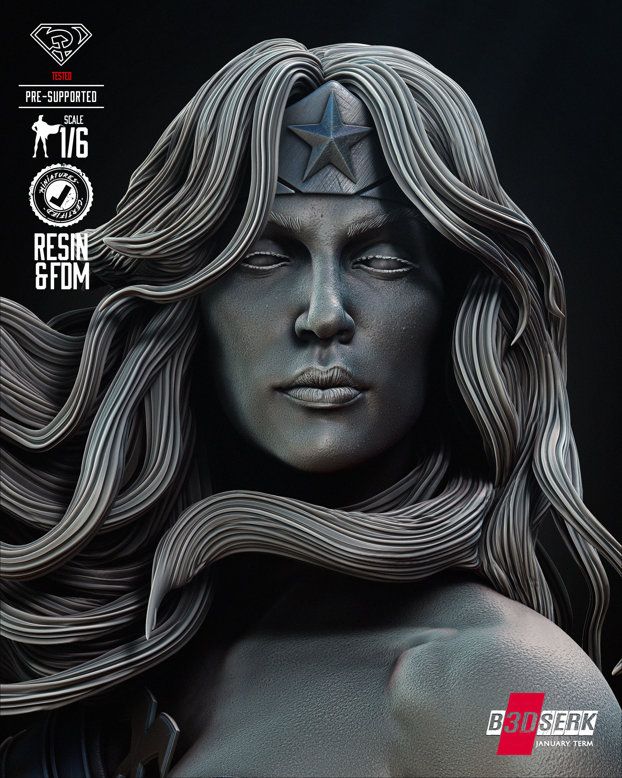 Red Son Wonder Woman Sculpture Tested for 3D printing 3D print model_23