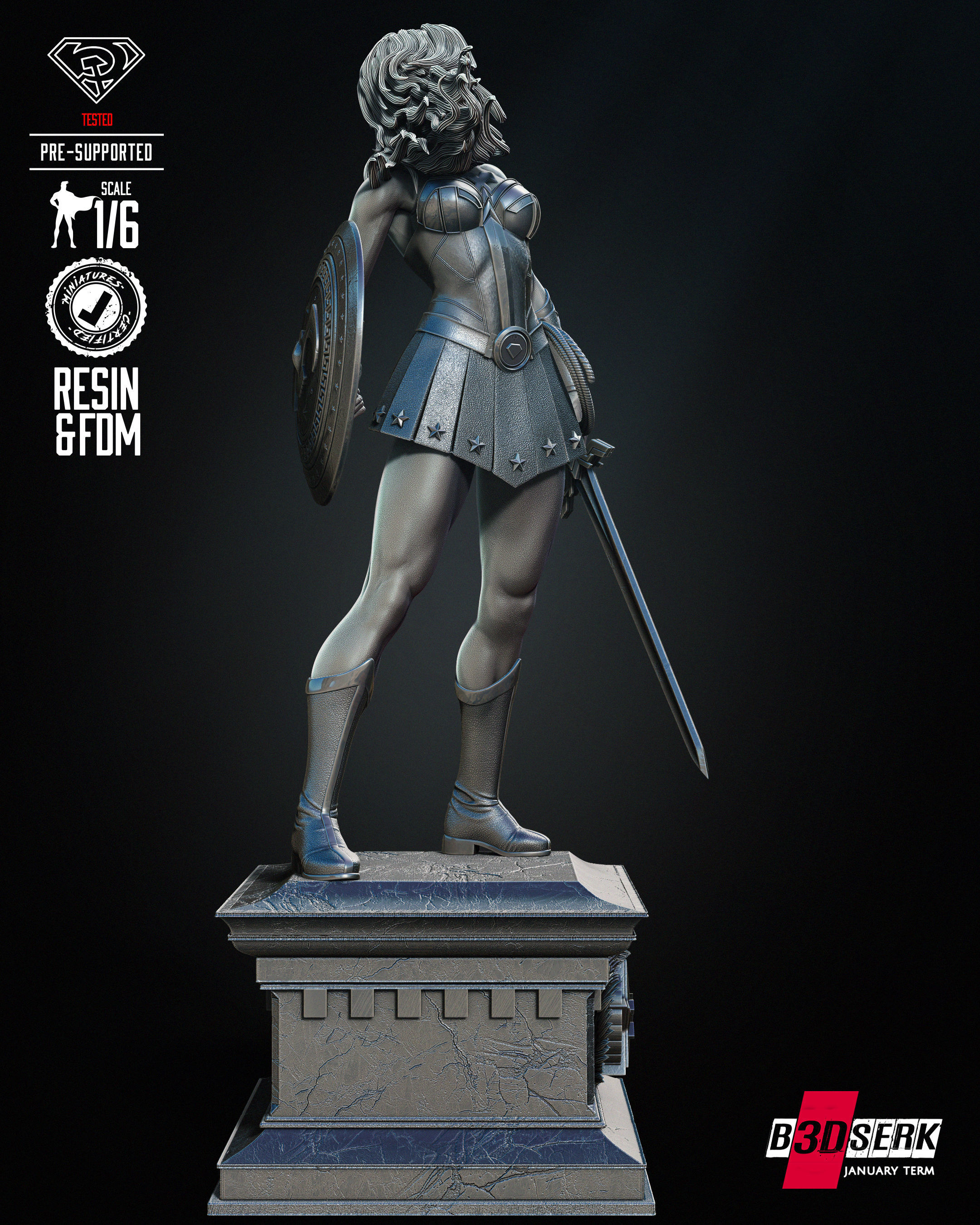 Red Son Wonder Woman Sculpture Tested for 3D printing 3D print model_31