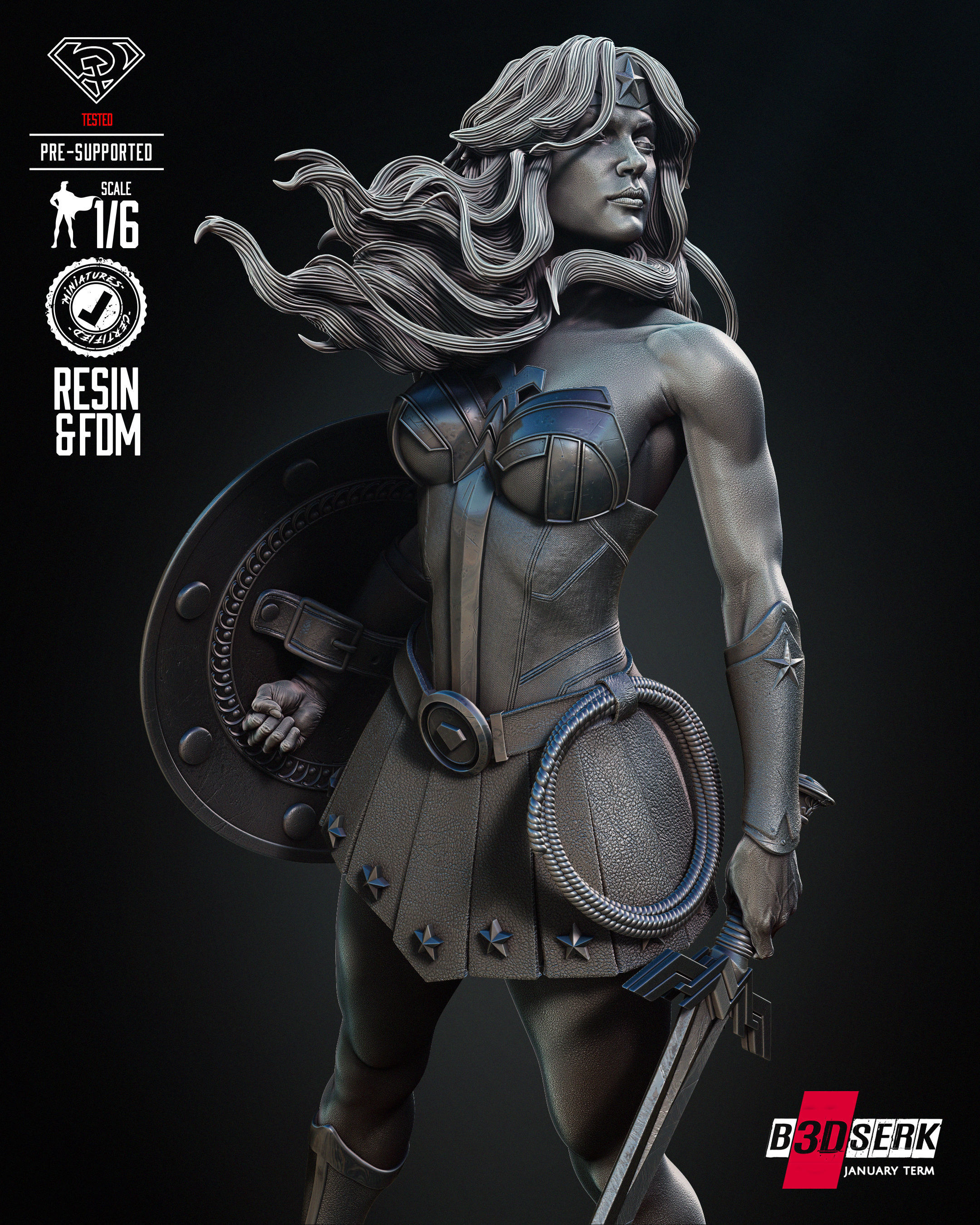 Red Son Wonder Woman Sculpture Tested for 3D printing 3D print model_36