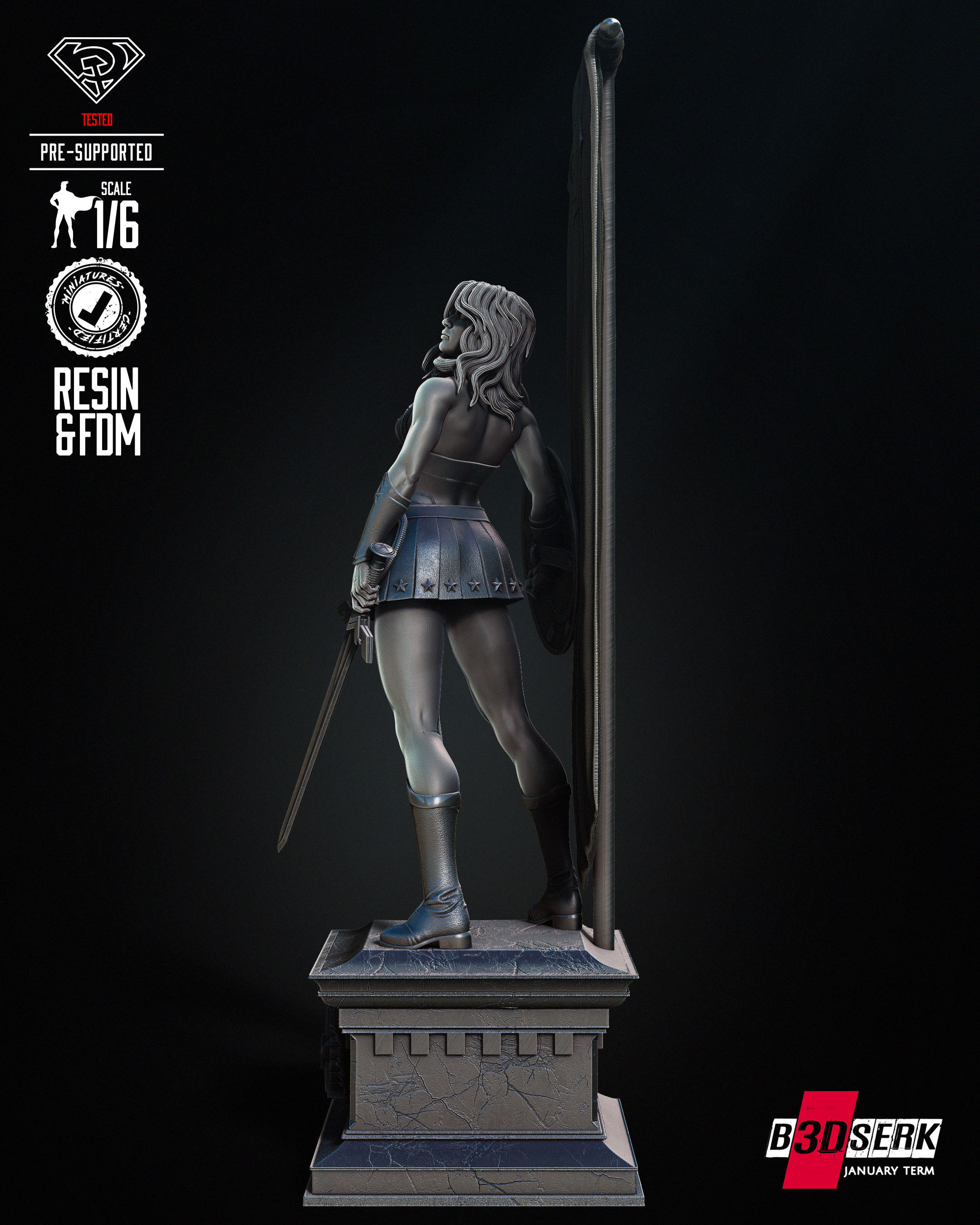 Red Son Wonder Woman Sculpture Tested for 3D printing 3D print model_51