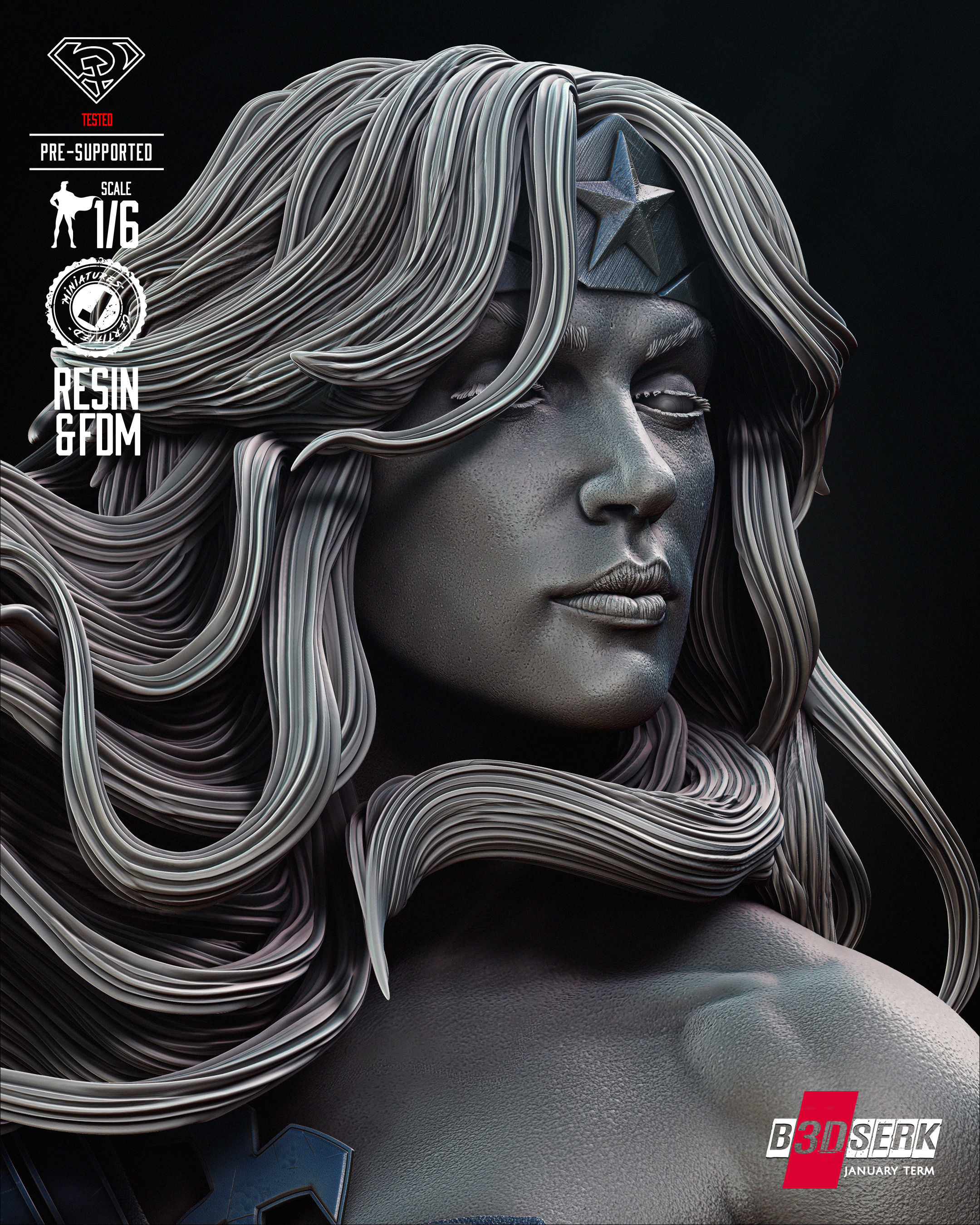 Red Son Wonder Woman Sculpture Tested for 3D printing 3D print model_53