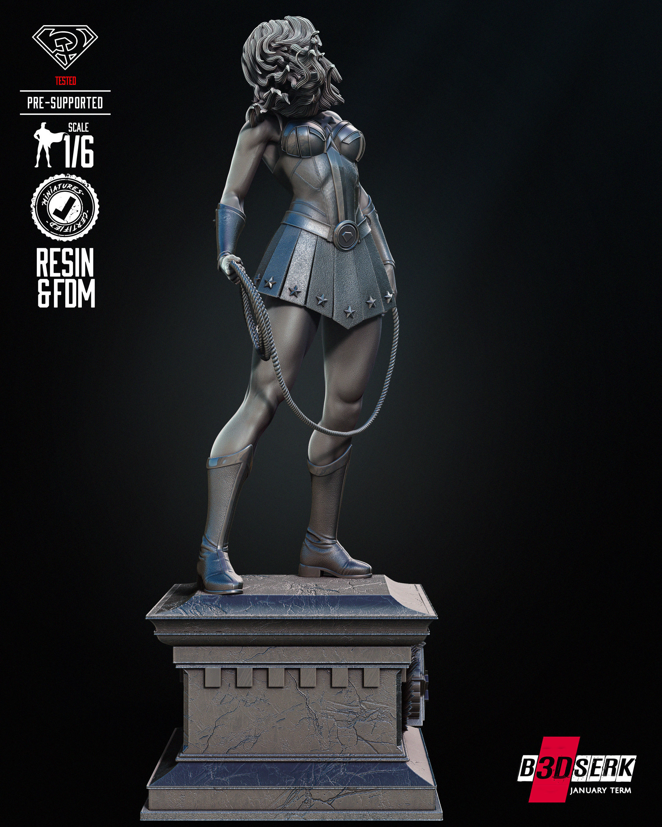 Red Son Wonder Woman Sculpture Tested for 3D printing 3D print model_29