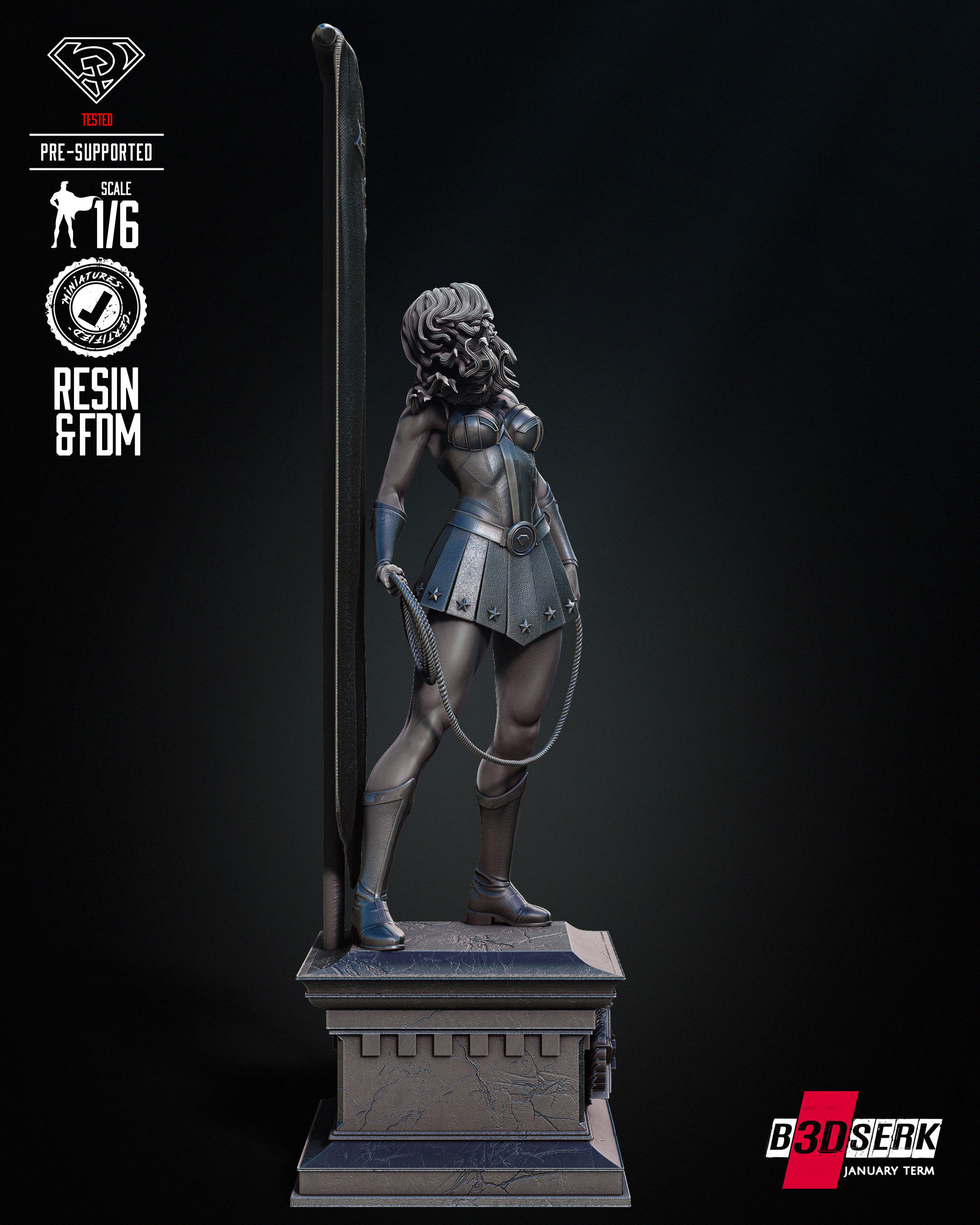 Red Son Wonder Woman Sculpture Tested for 3D printing 3D print model_48