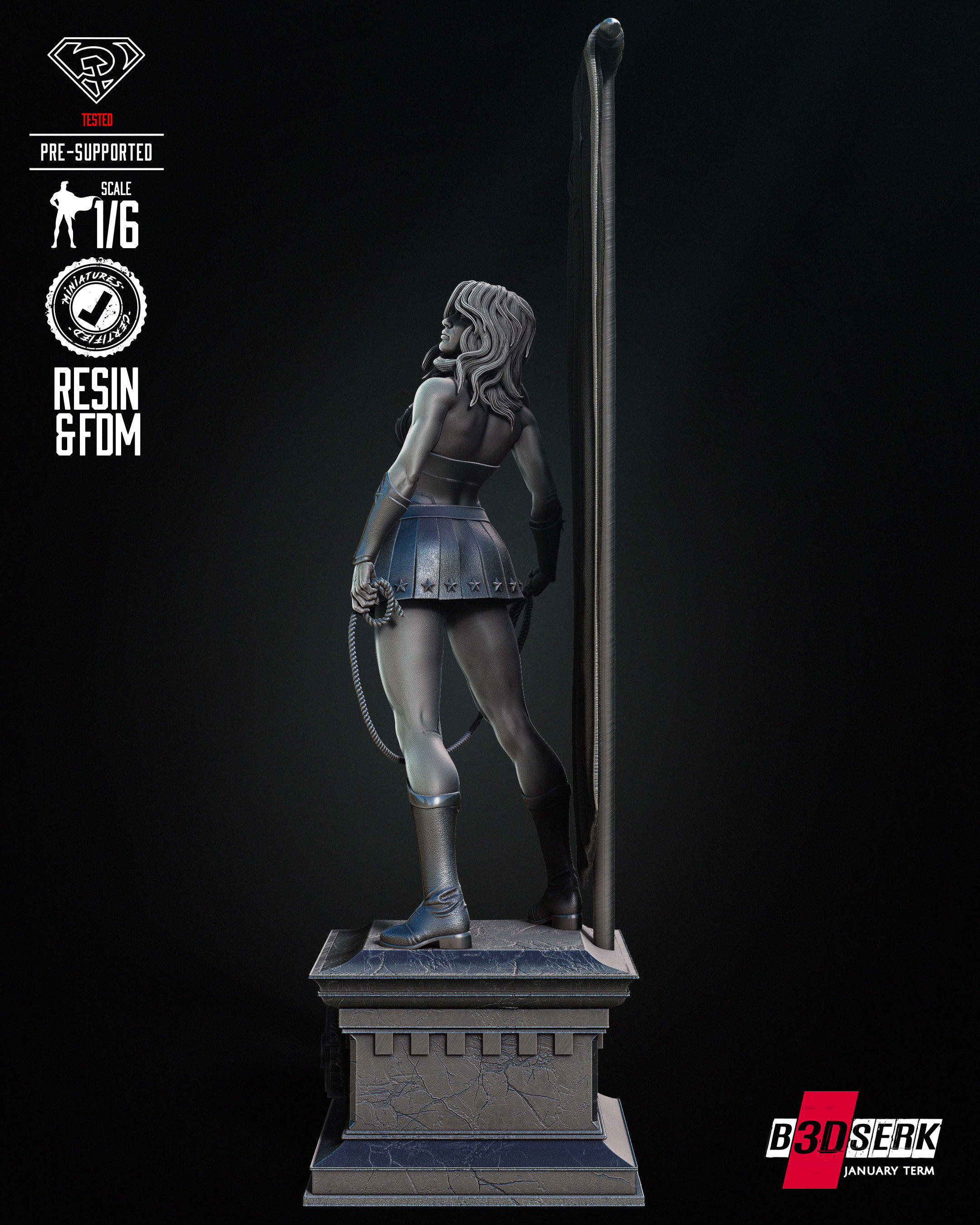 Red Son Wonder Woman Sculpture Tested for 3D printing 3D print model_44