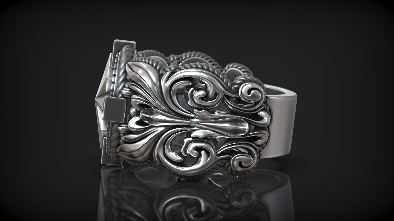 Windrose Star Compass Nautical Map Pattern Ring 3D print model_3