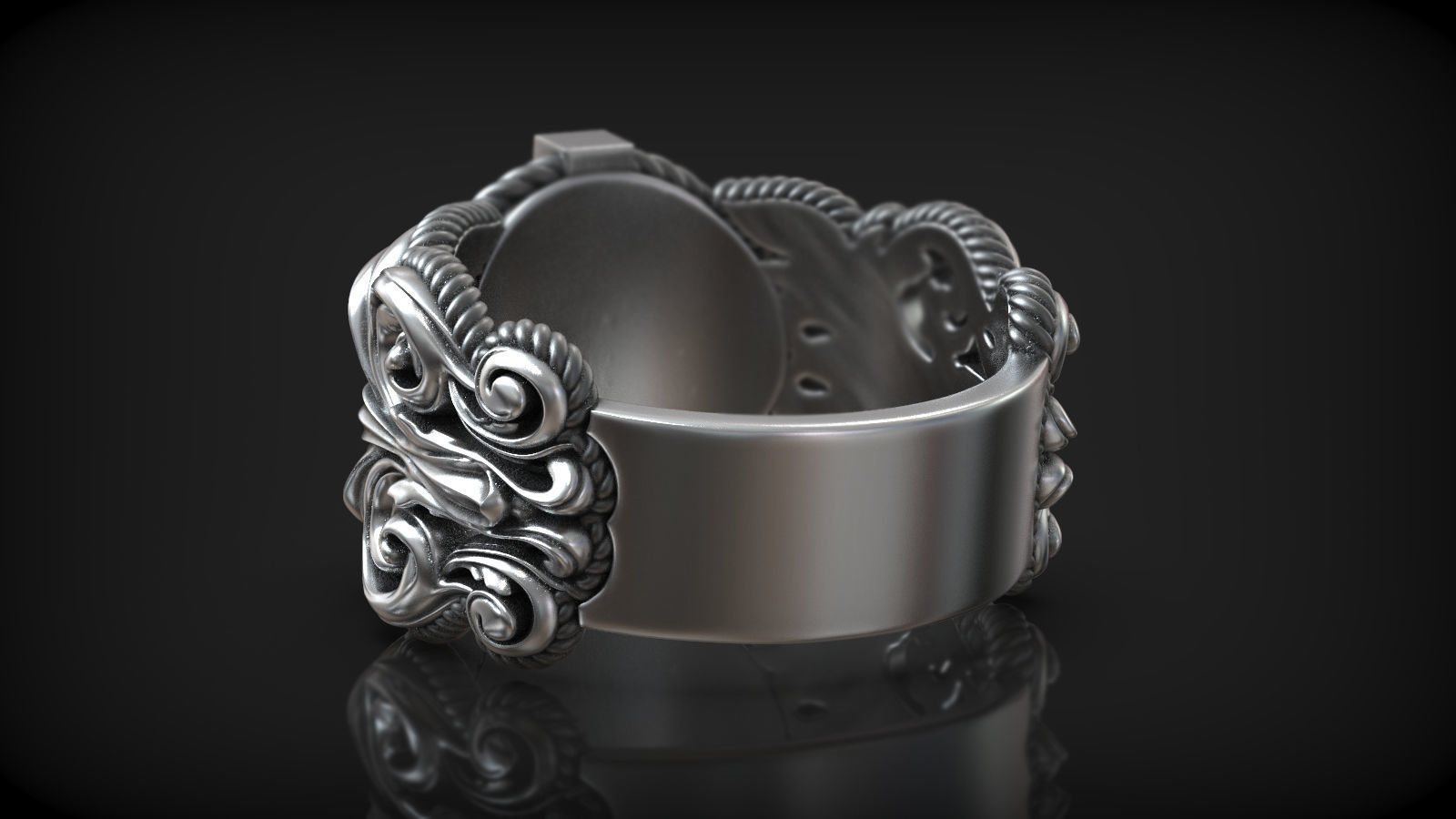 Windrose Star Compass Nautical Map Pattern Ring 3D print model_4