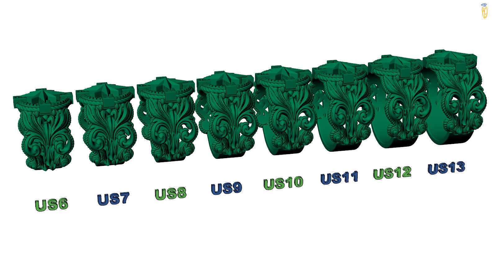 Windrose Star Compass Nautical Map Pattern Ring 3D print model_7