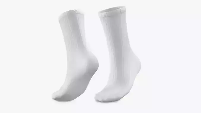 Sport Long Sock On The Foot Low-poly 3D model
