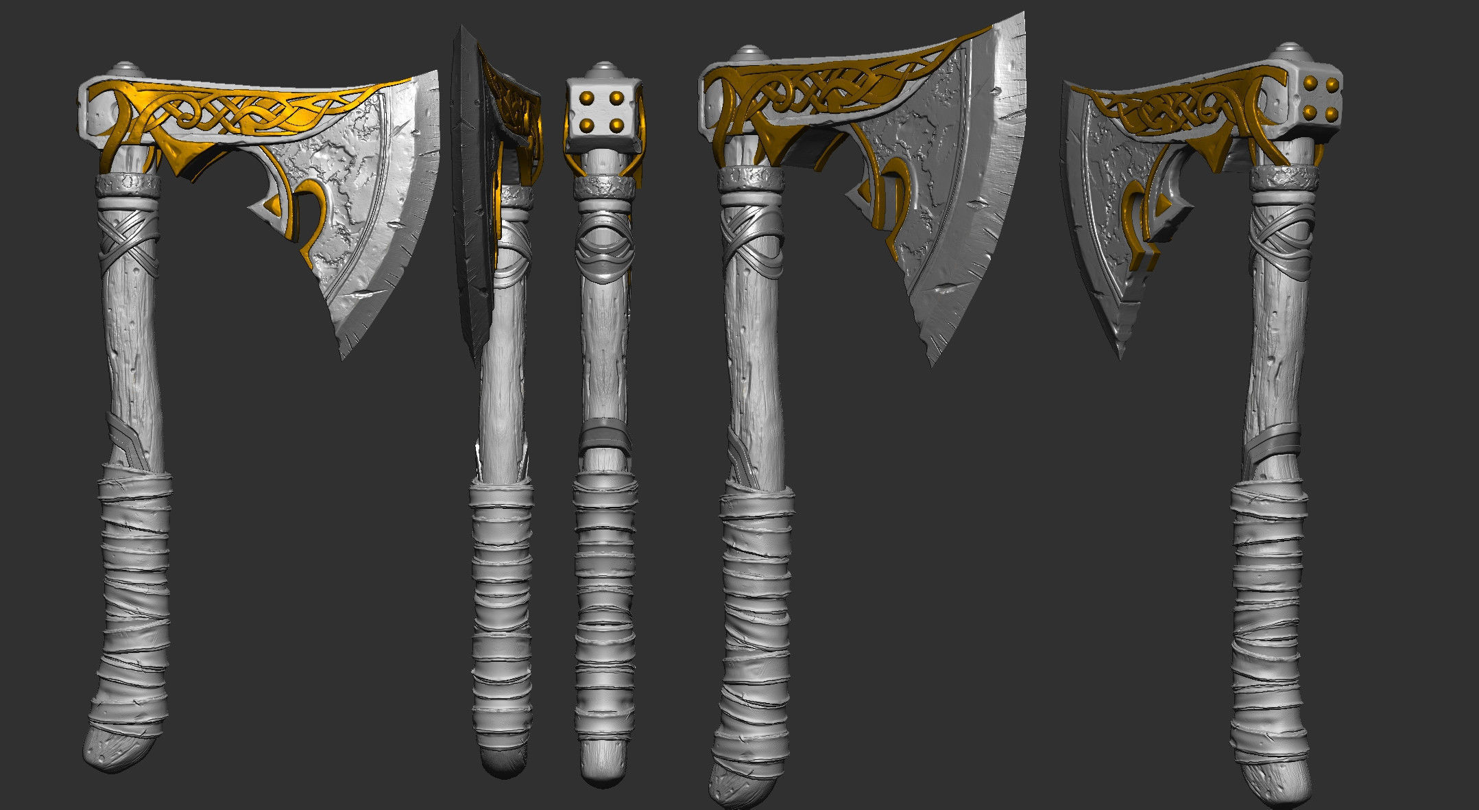 Fantasy Viking Axe Game-Ready 3D Model Low-poly 3D model_4