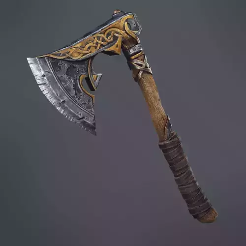 Fantasy Viking Axe Game-Ready 3D Model
