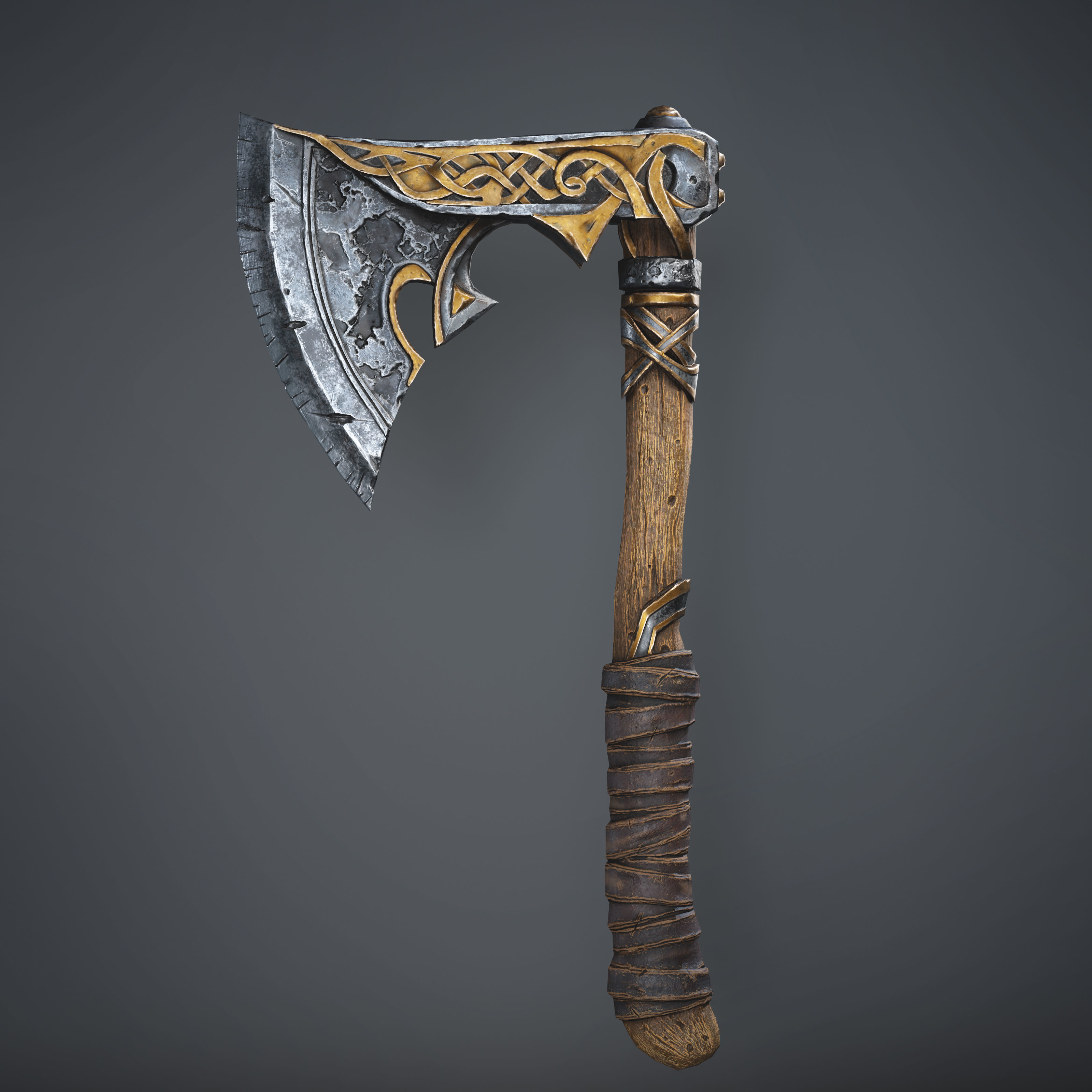 Fantasy Viking Axe Game-Ready 3D Model Low-poly 3D model_3