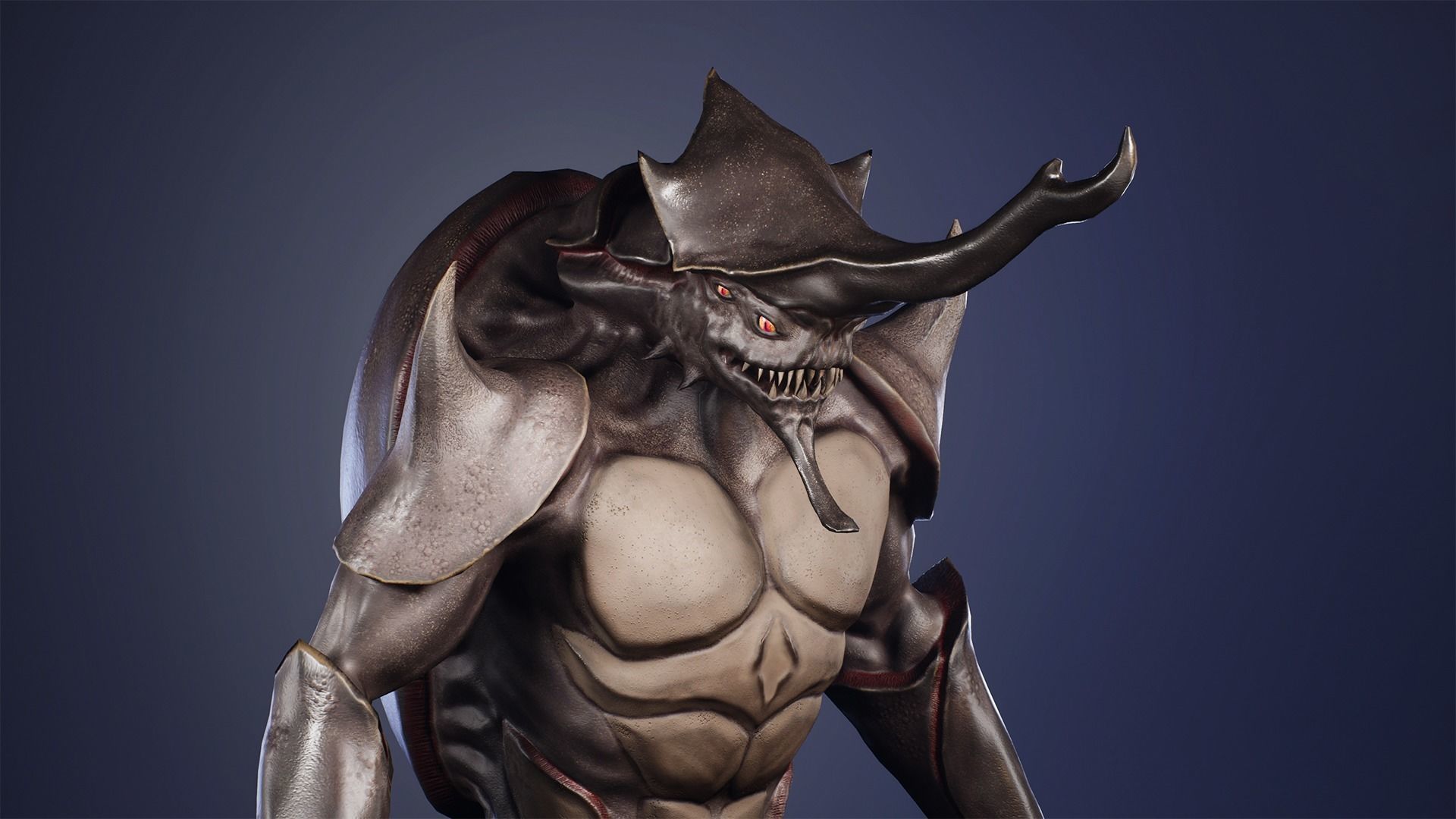 Rhinoceros beetle monster Low-poly 3D model_9