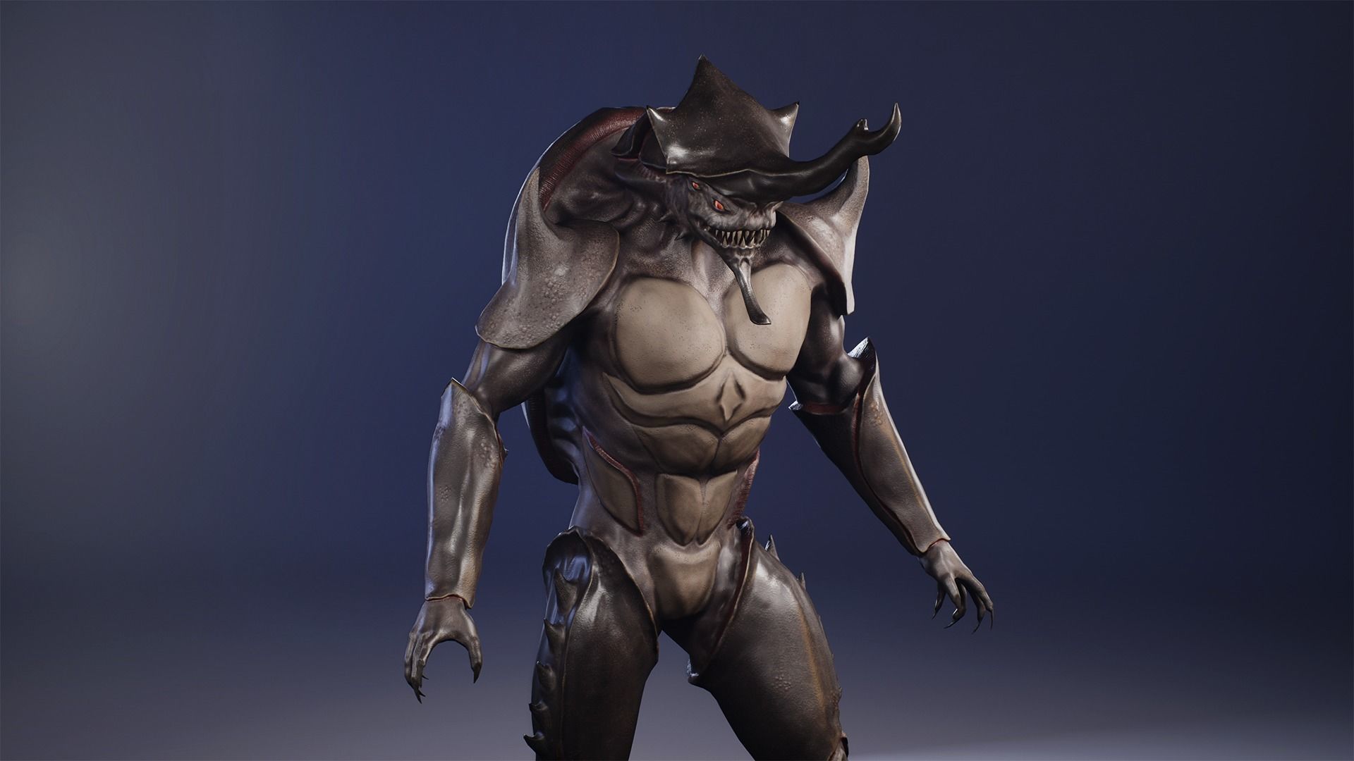 Rhinoceros beetle monster Low-poly 3D model_11