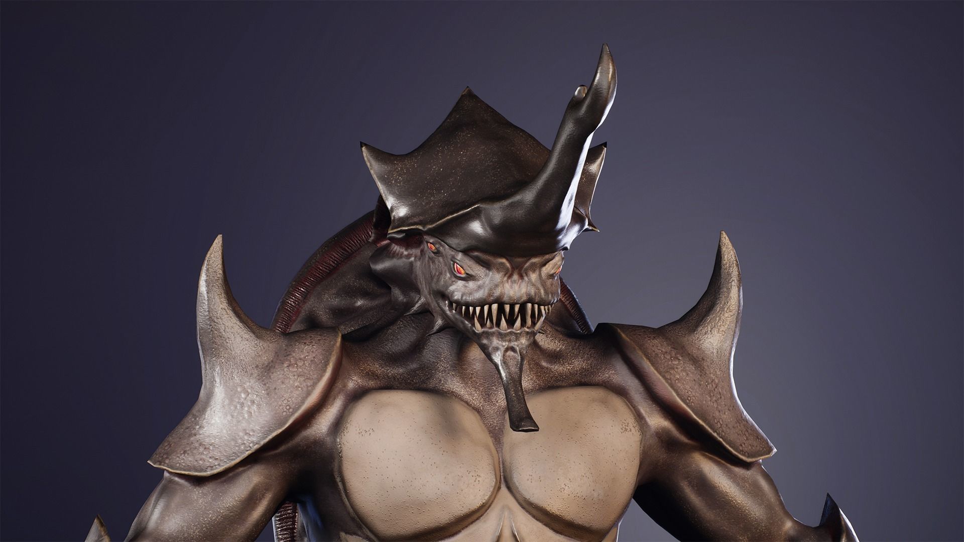 Rhinoceros beetle monster Low-poly 3D model_4