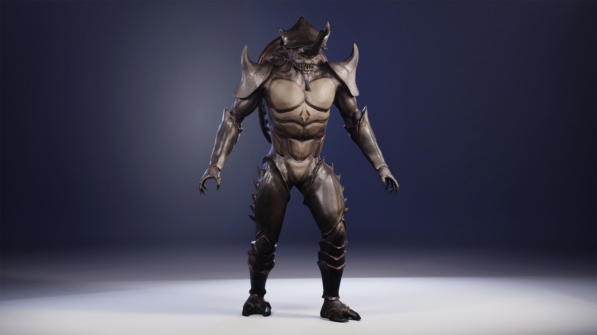 Rhinoceros beetle monster Low-poly 3D model_6